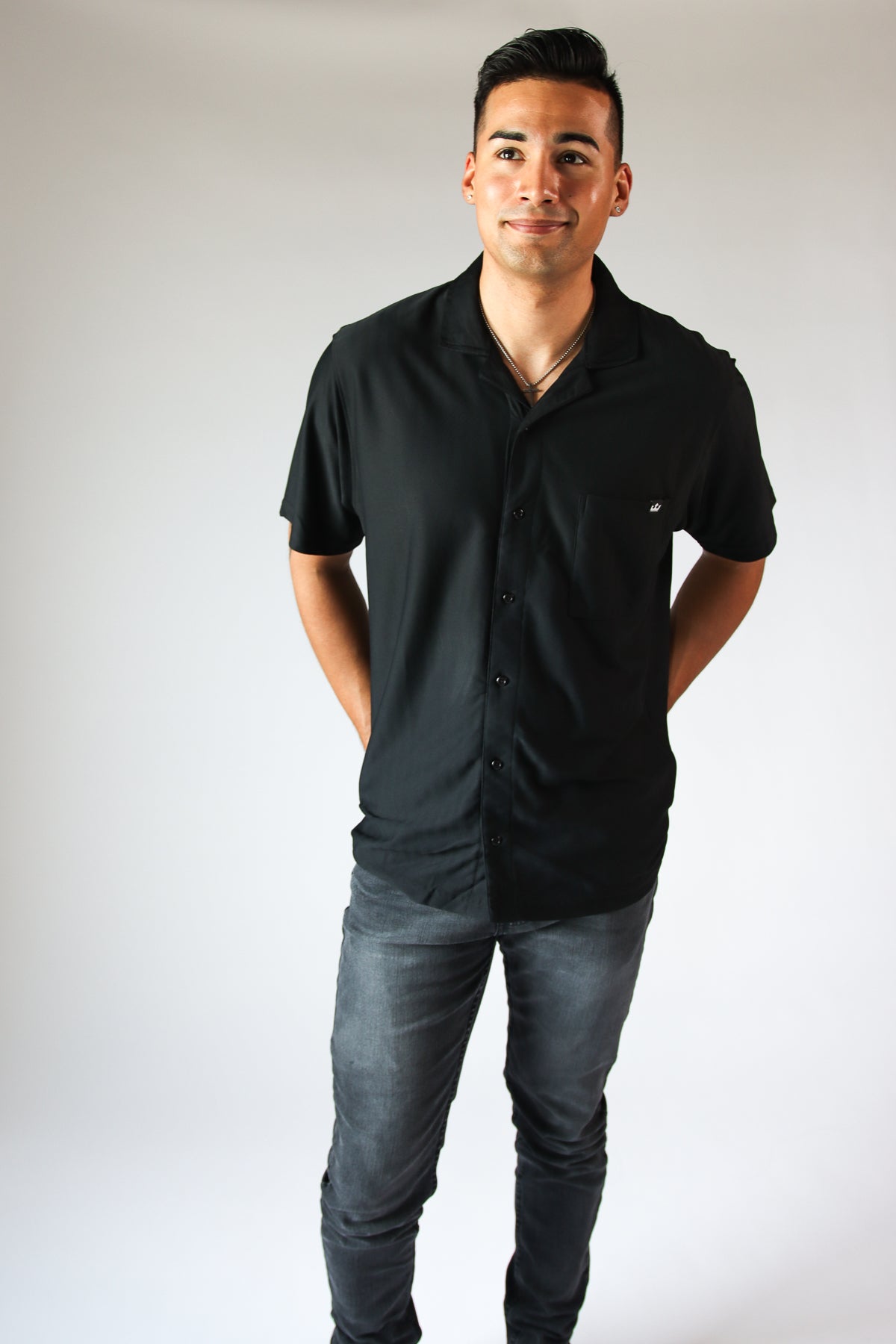 Micro Herringbone Button Up