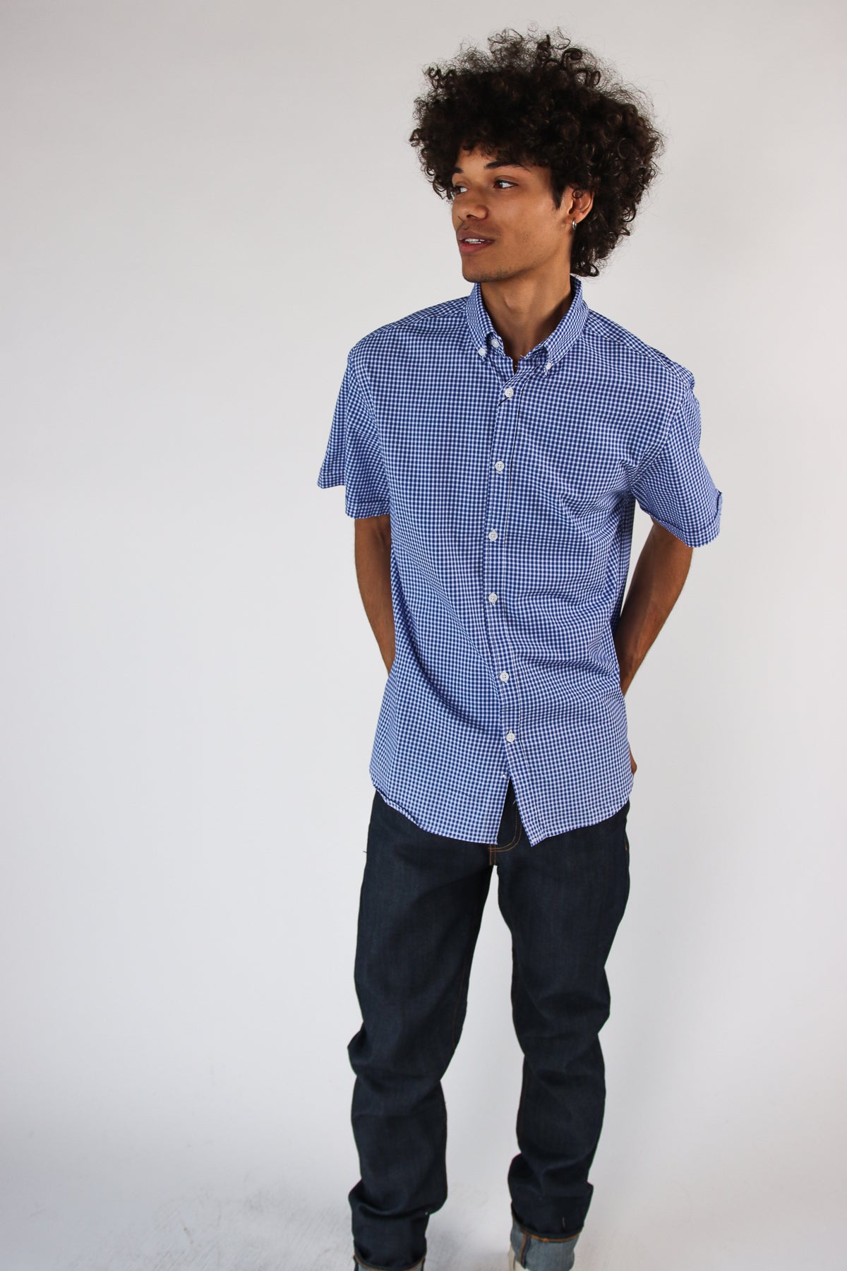 Mini Gingham Button Down Shirt