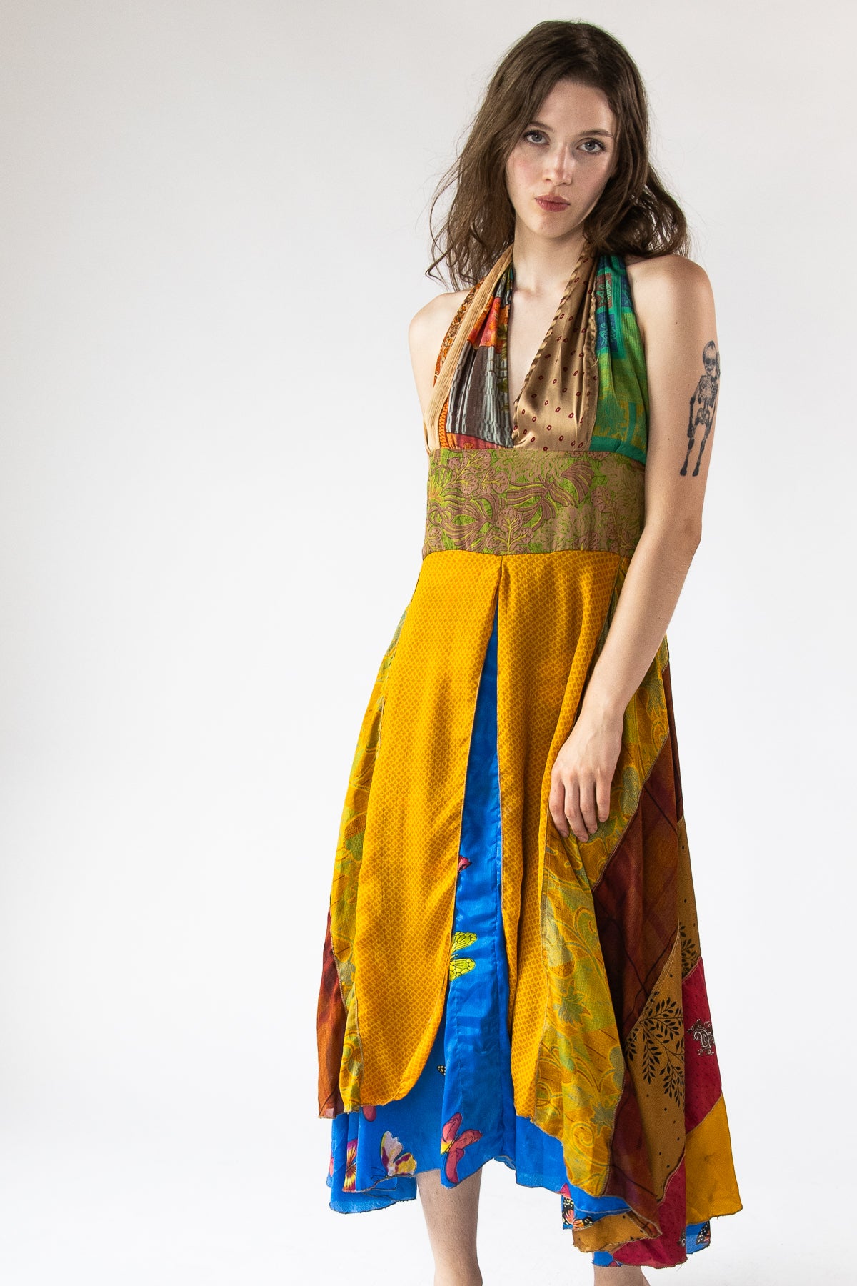 Mixed Scarf Print Maxi Dress