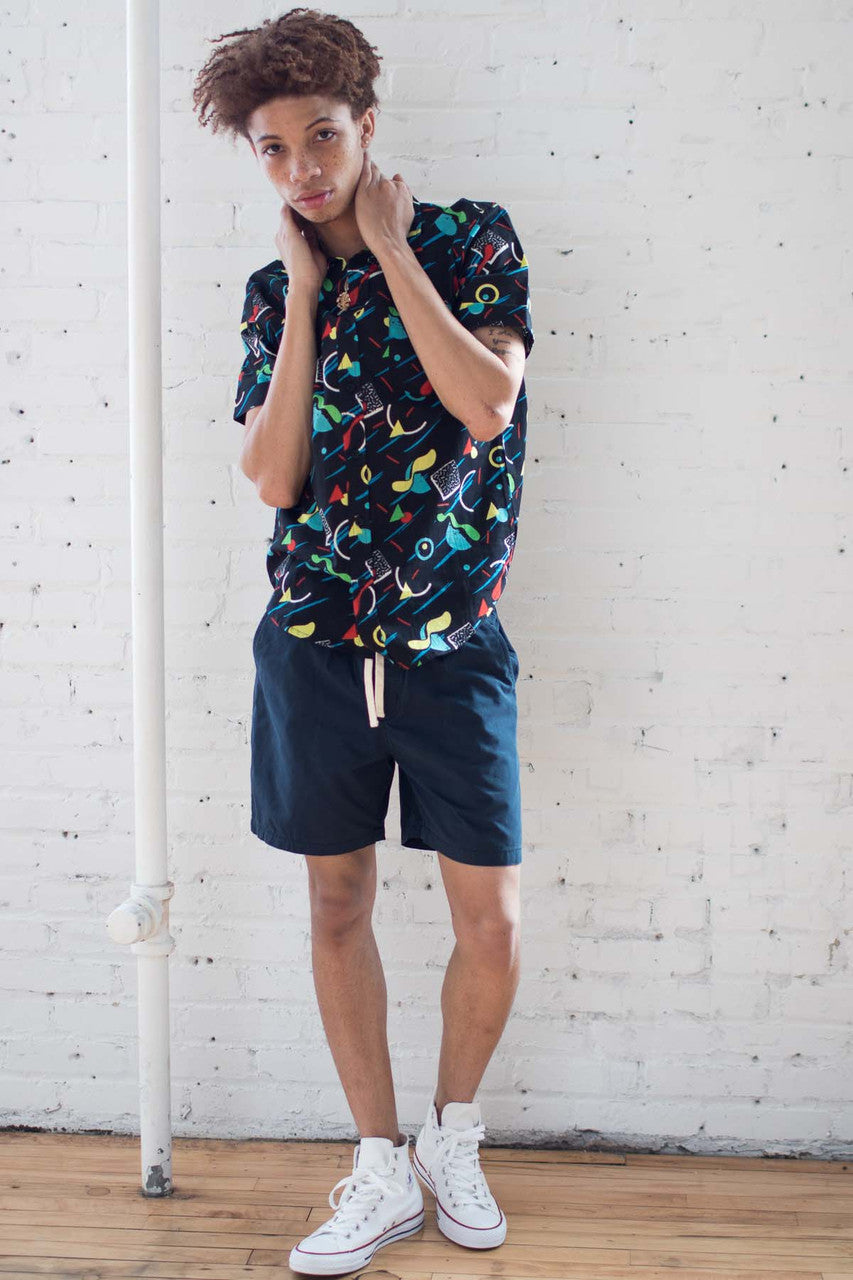 Navy Cotton Twill Shorts