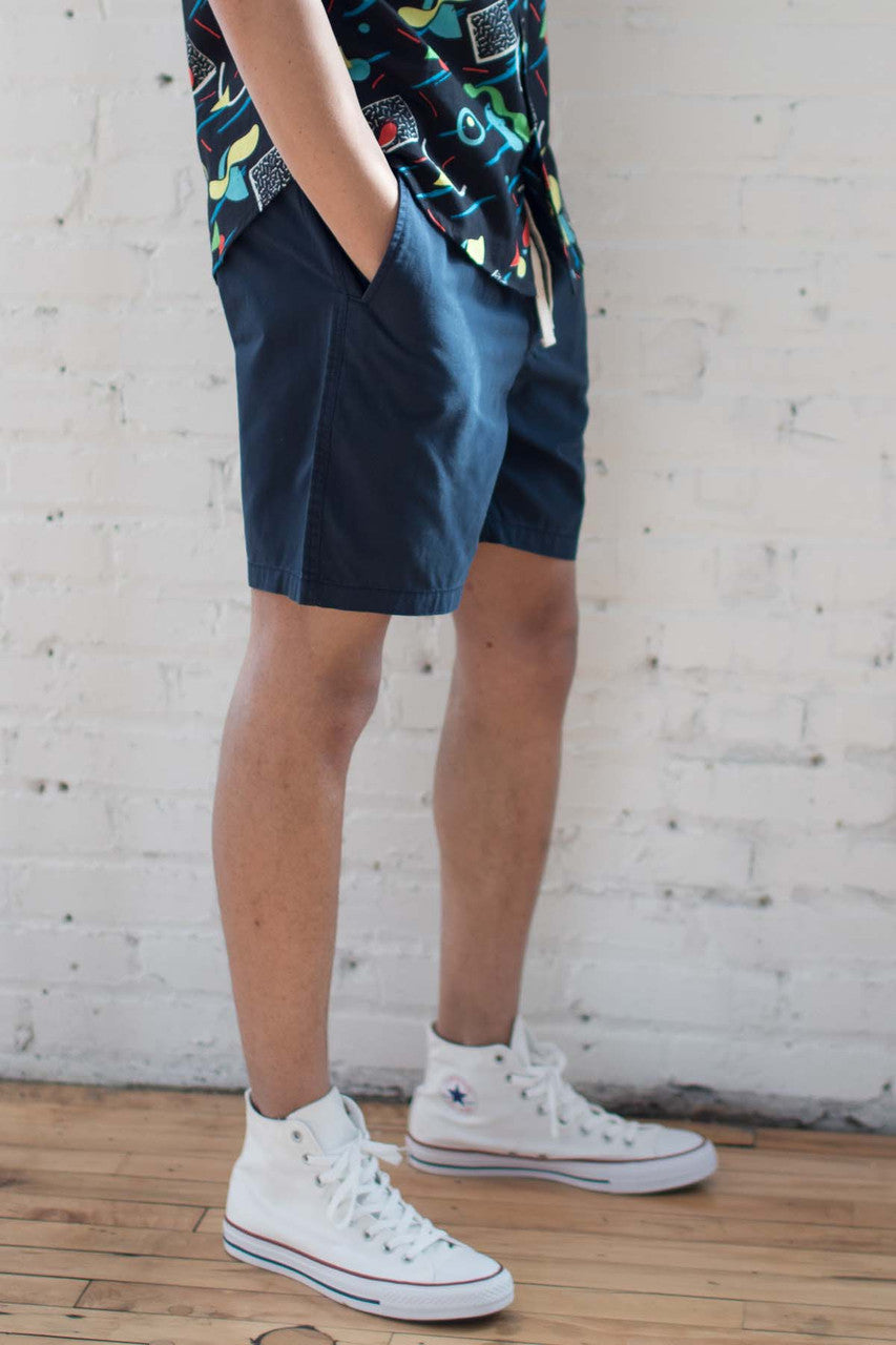 Navy Cotton Twill Shorts