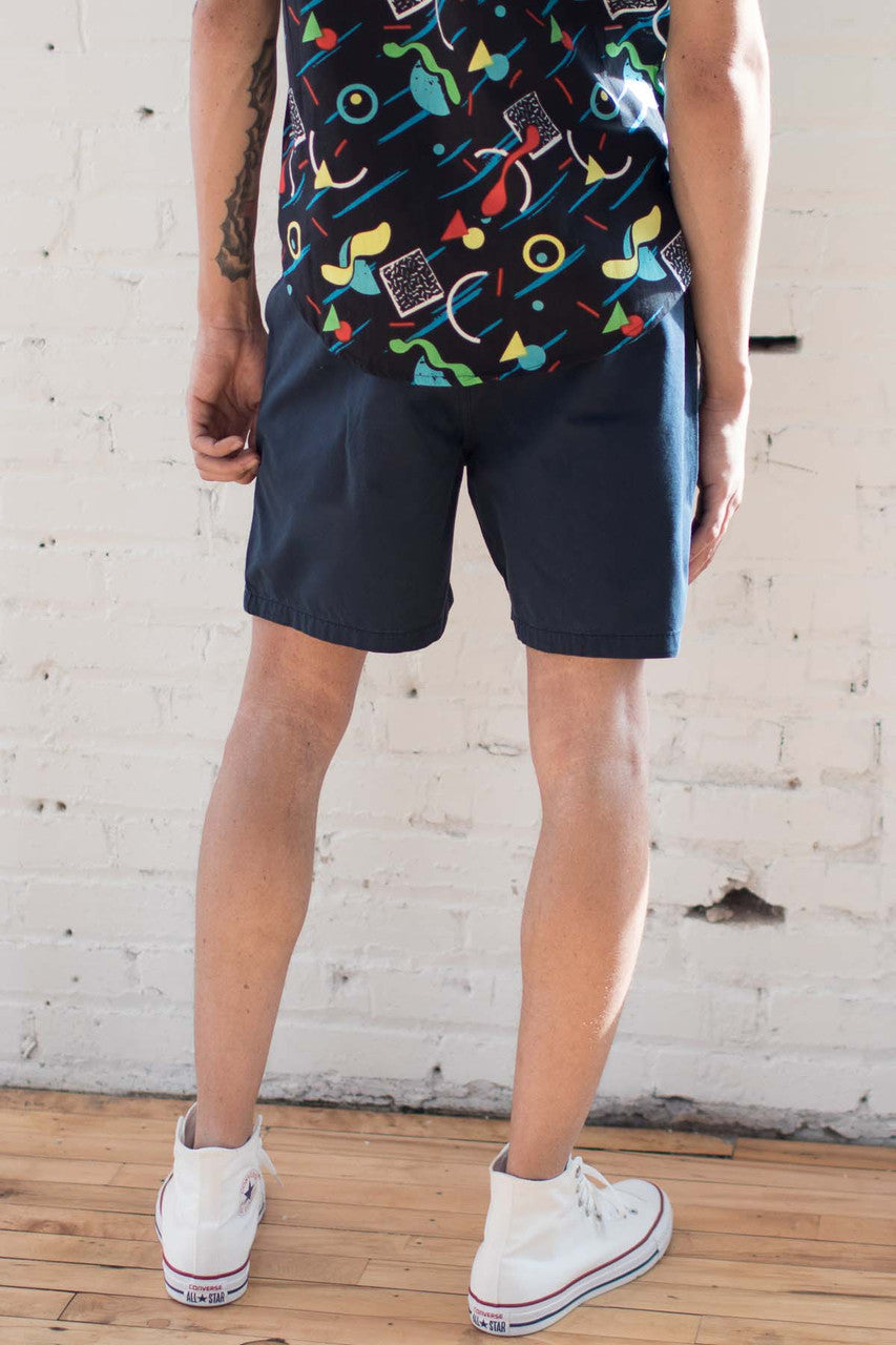 Navy Cotton Twill Shorts