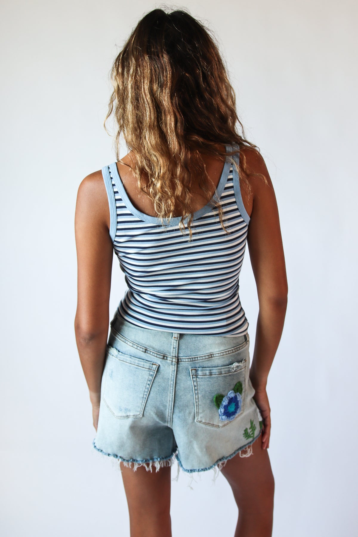 Notch Neck Striped Tank Top