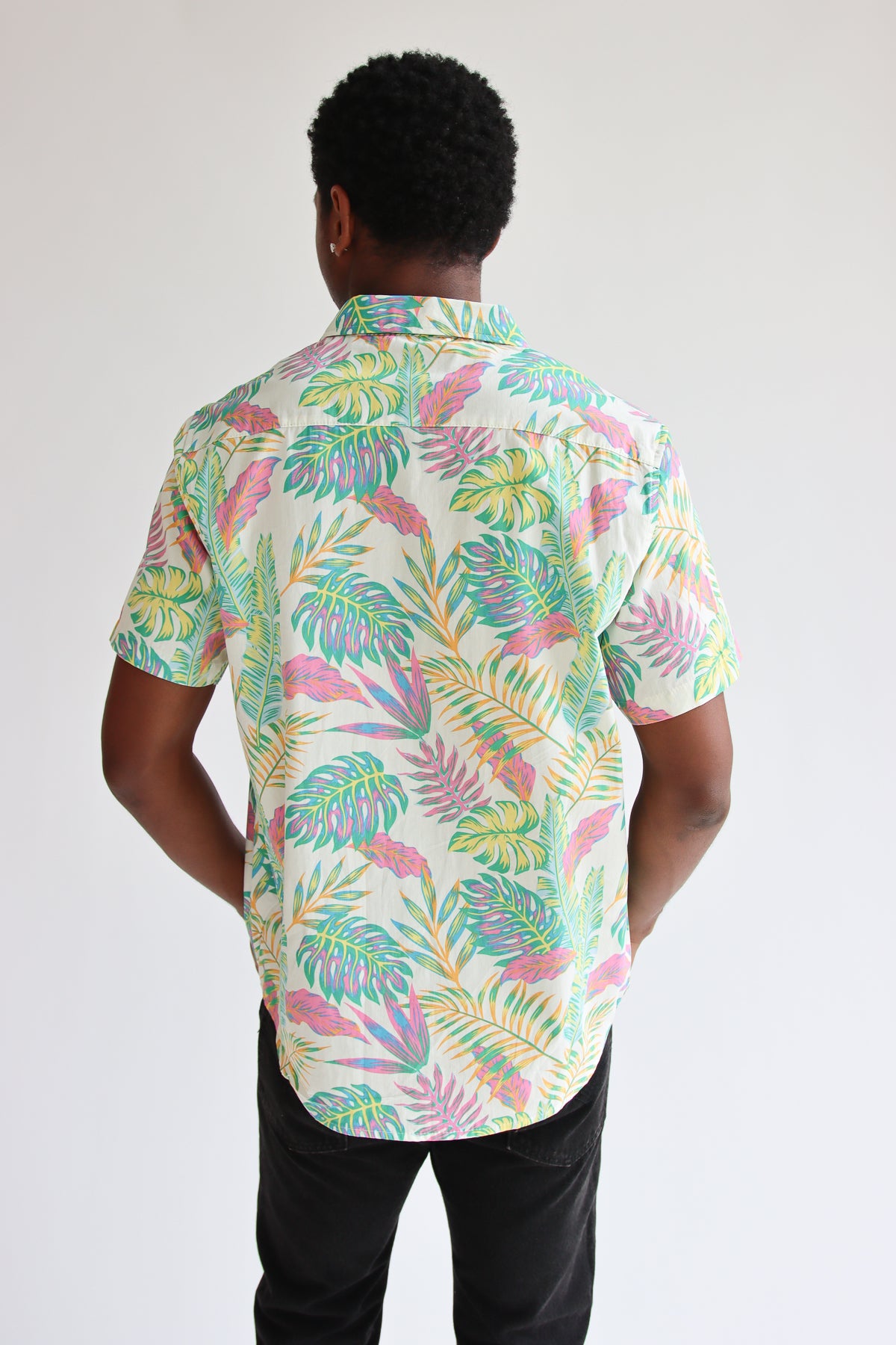 Neon Tropical Print Button Up