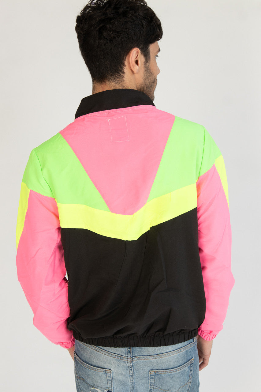 Black Neon Colorblocked Windbreaker