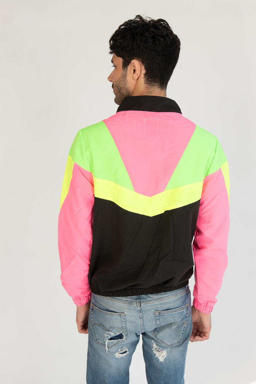 Black Neon Colorblocked Windbreaker