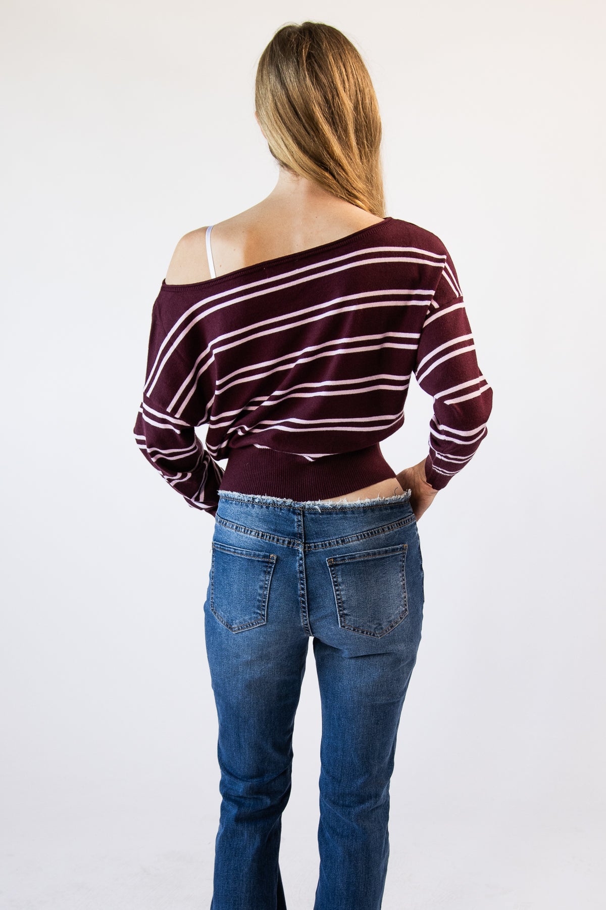 Stripe Ballet Neck Dolman Sleeve