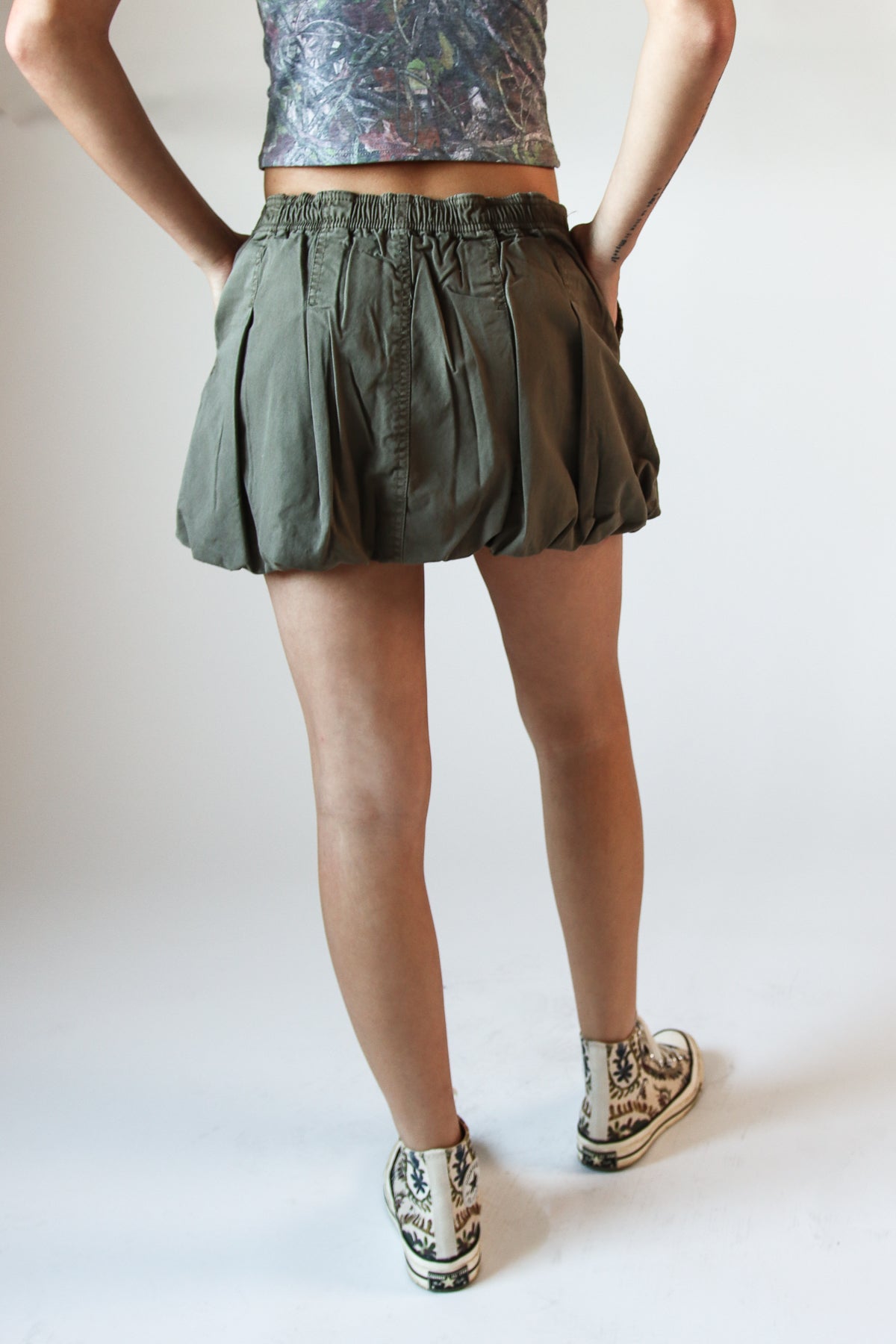 Olive Bubble Hem Skirt