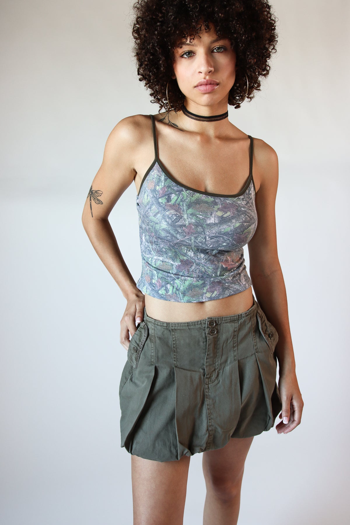 Olive Bubble Hem Skirt