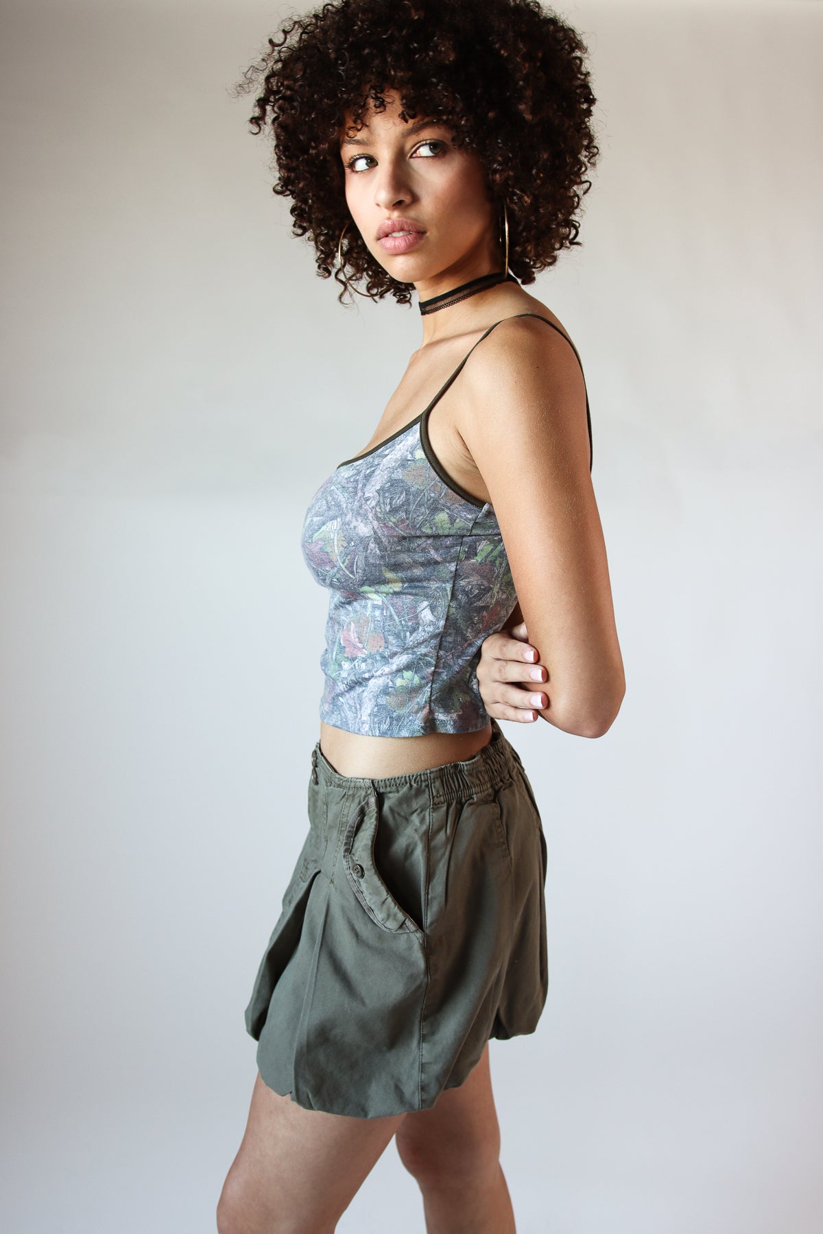 Olive Bubble Hem Skirt