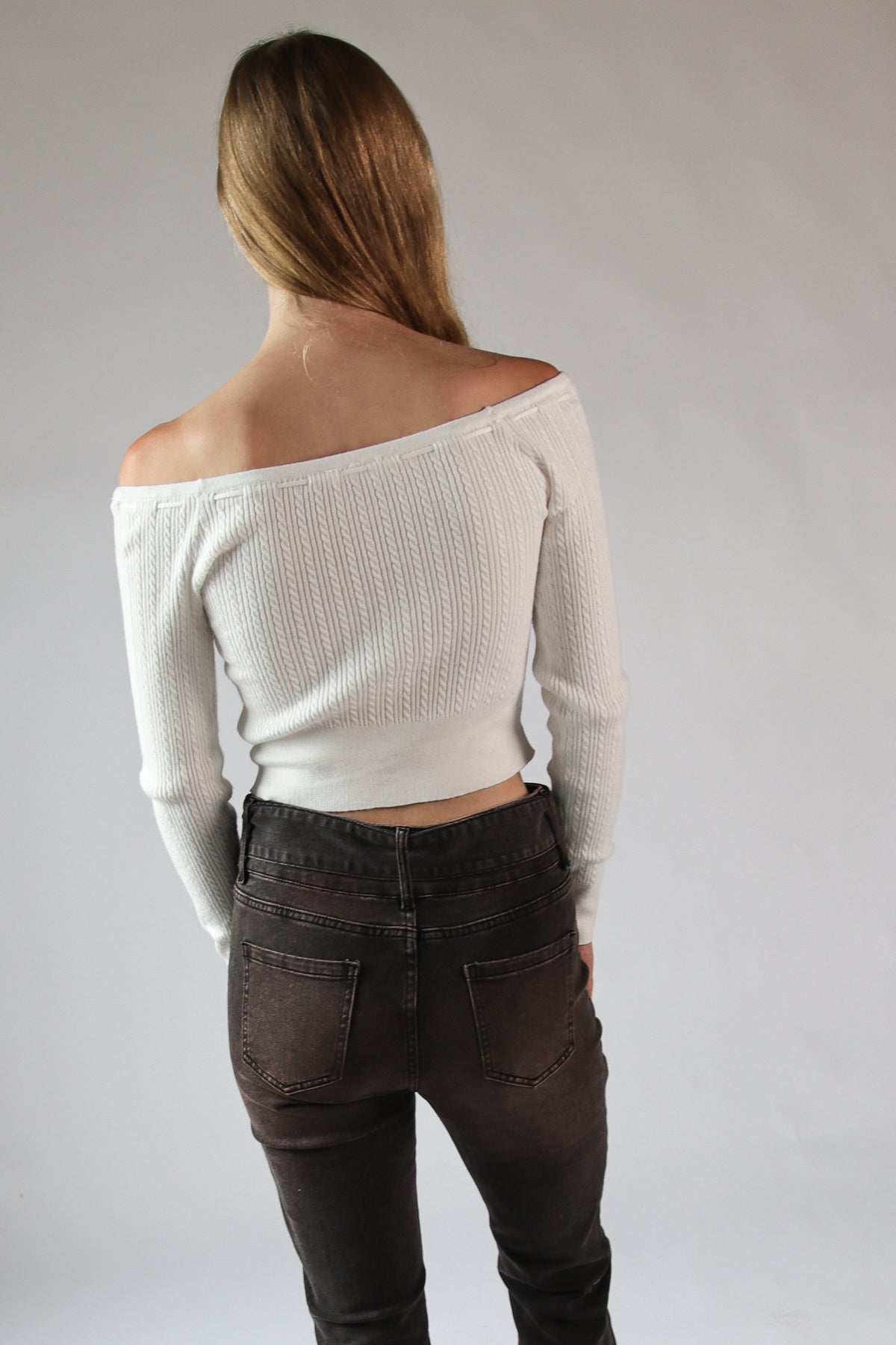 Over The Shoulder Cable Knit Sweater