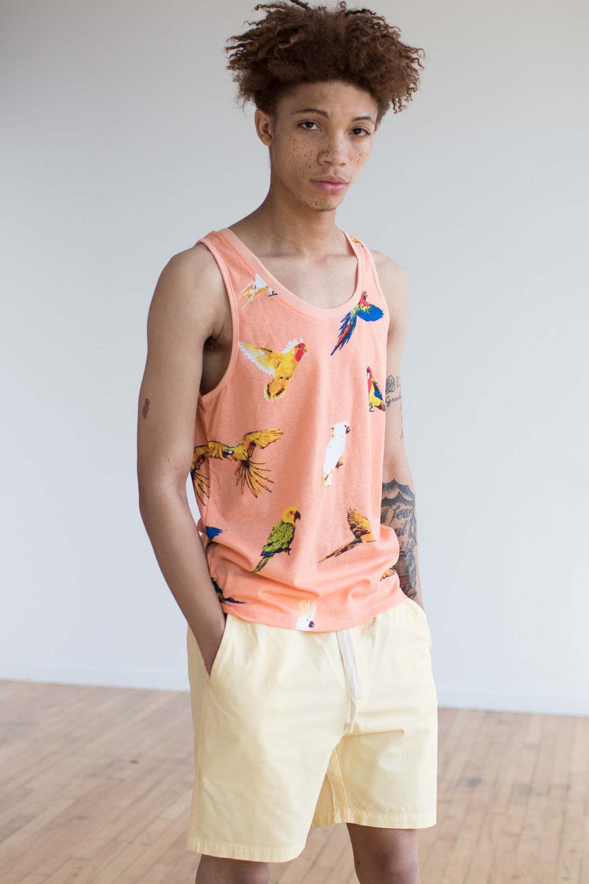 Pastel Yellow Cotton Twill Shorts