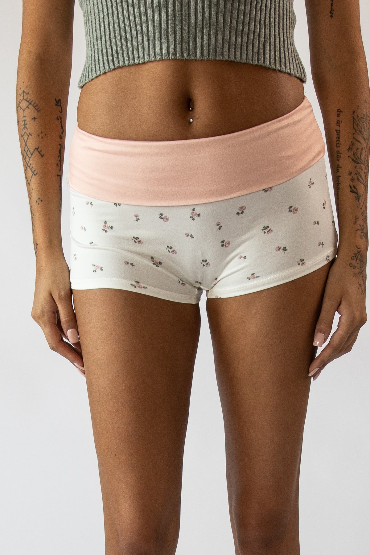 Patterned Fold Over Shorts