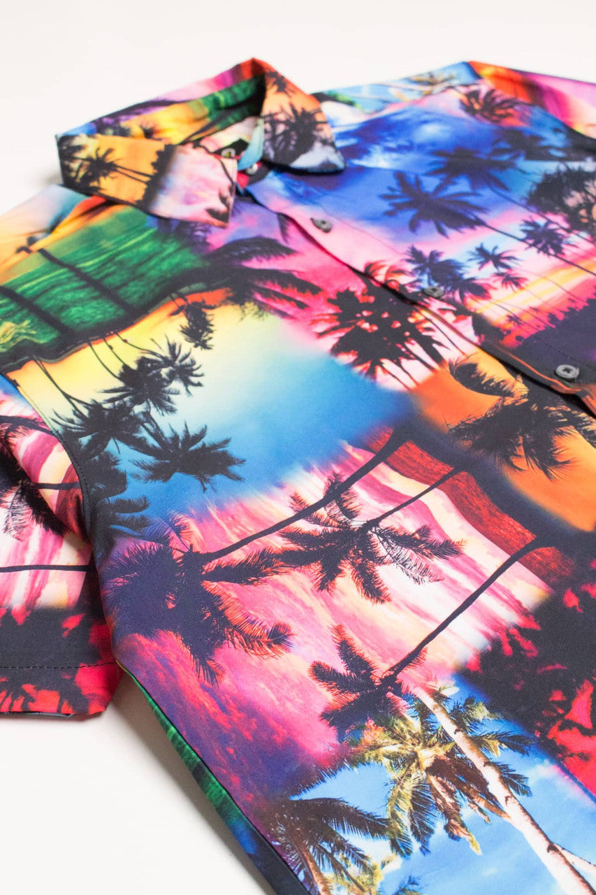 Photographed Palm Trees Button Up Shirt