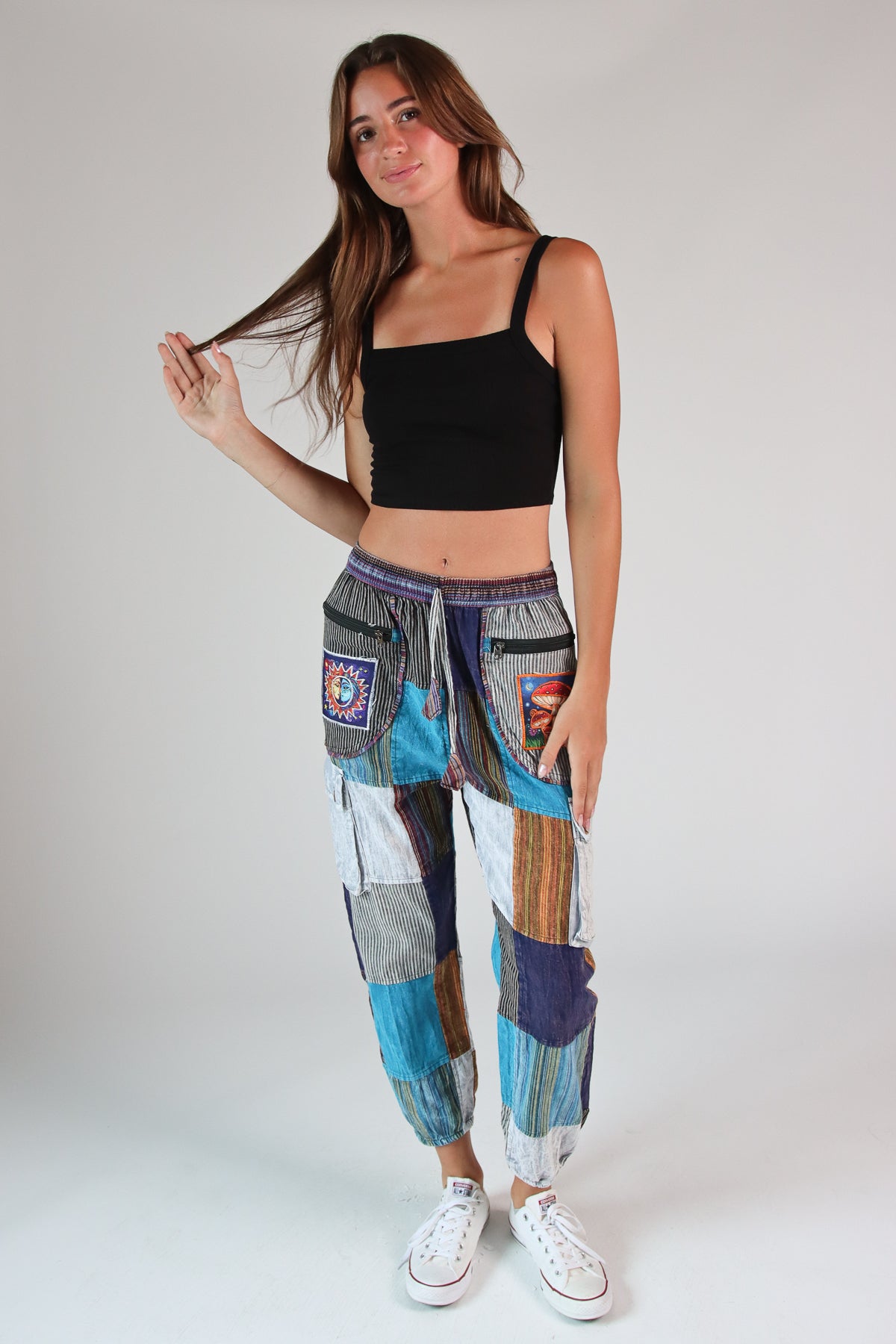 Picture Pocket Patchwork Pants