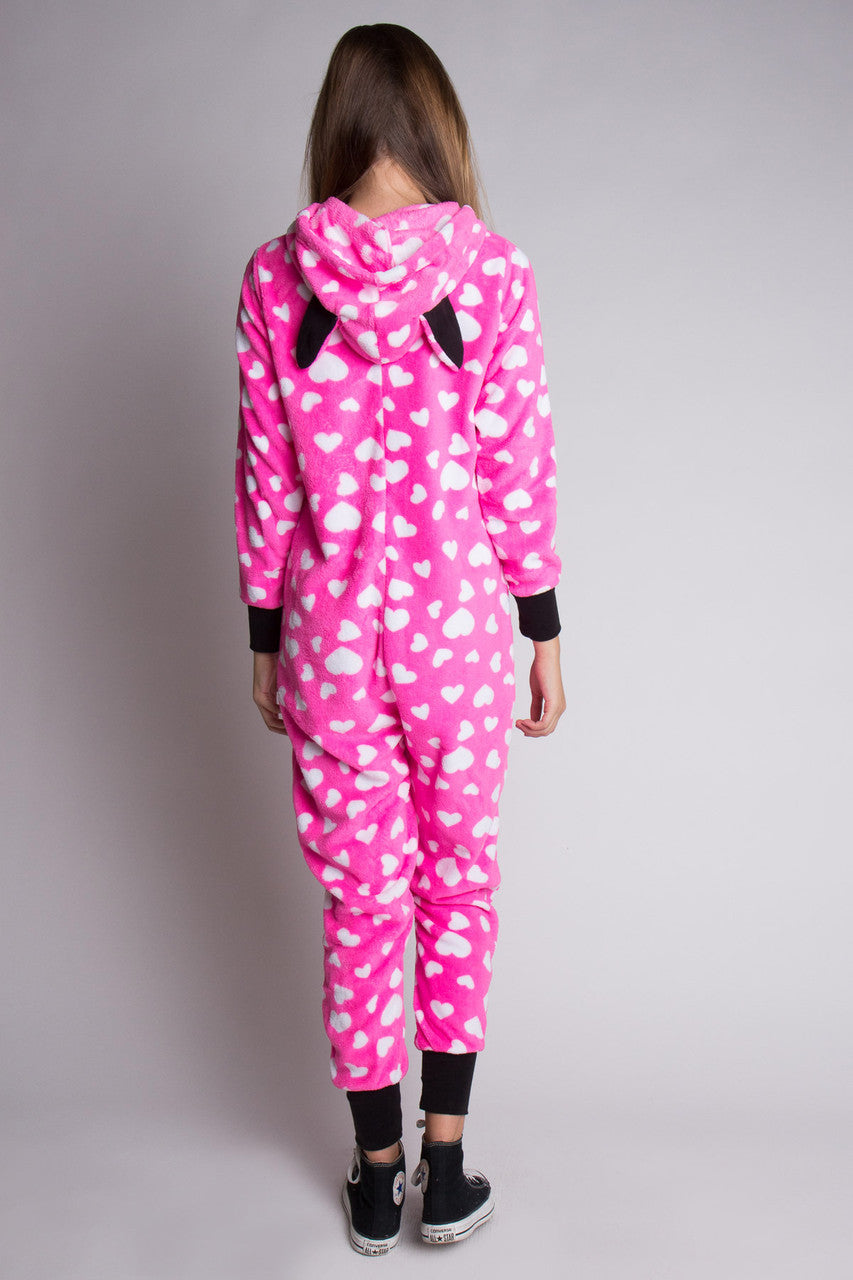 Pink & White Hearts Onesie Pajamas