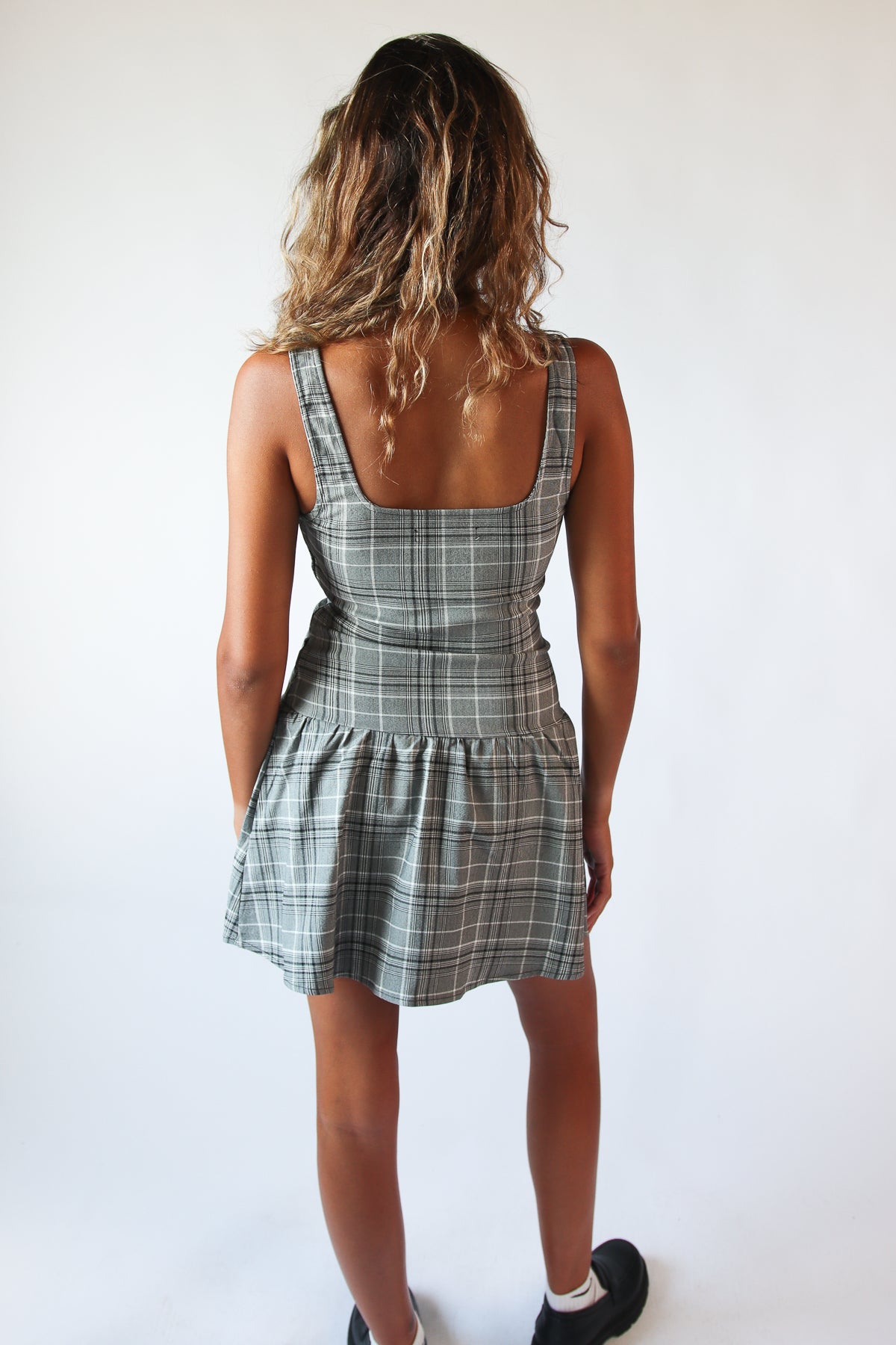 Drop Waist Plaid Mini Skort Dress