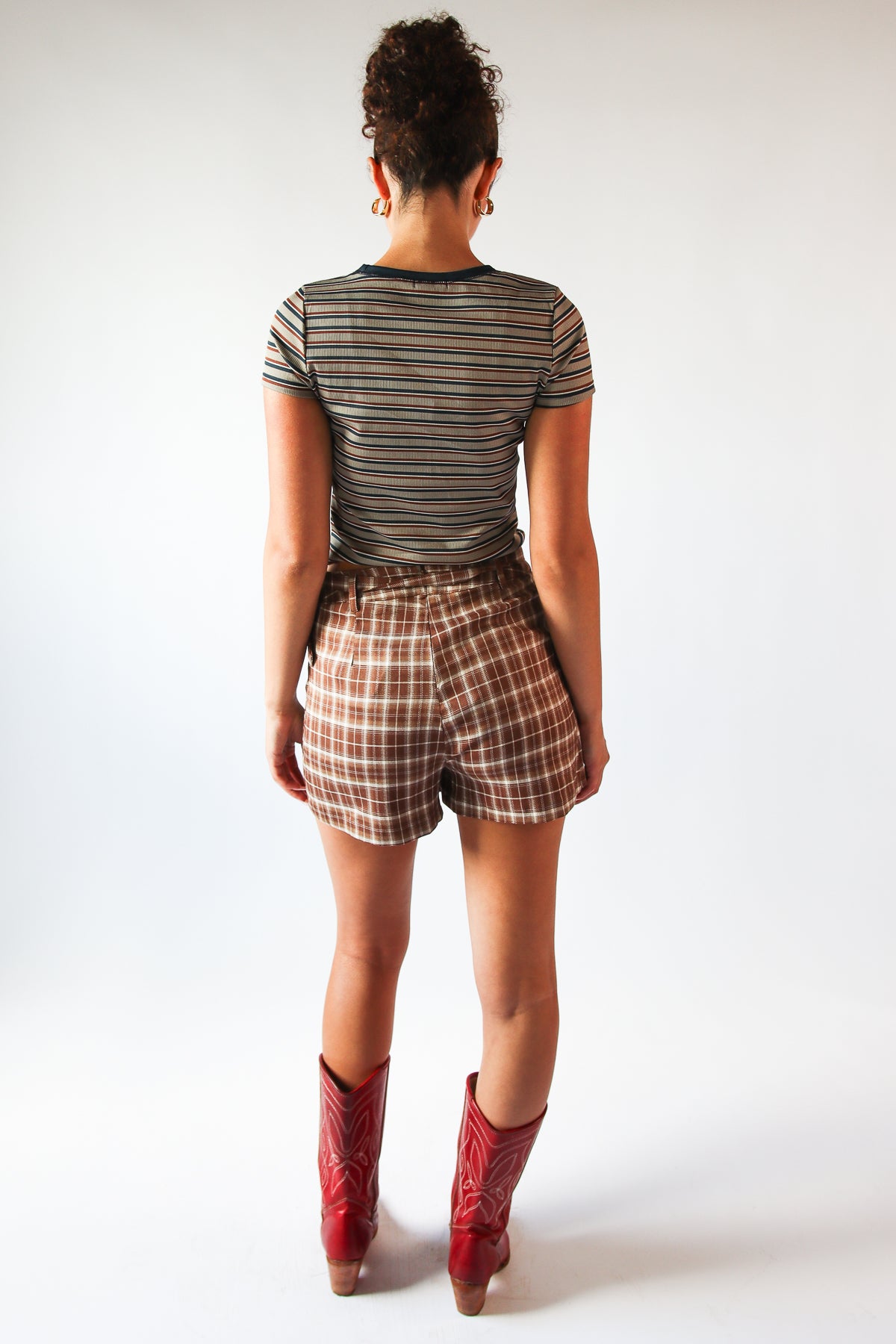 Plaid Belted Mini Skort