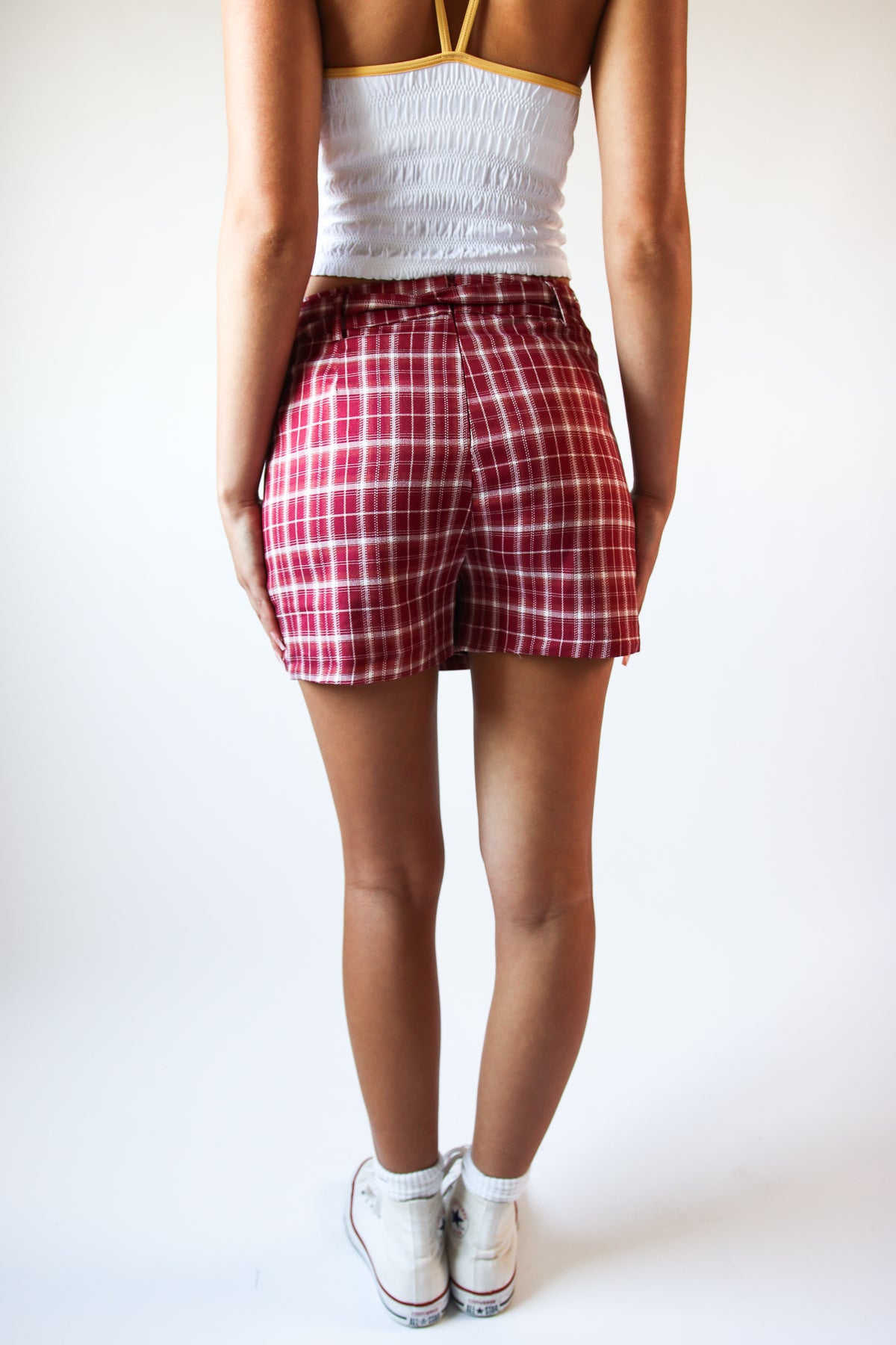 Plaid Belted Mini Skort