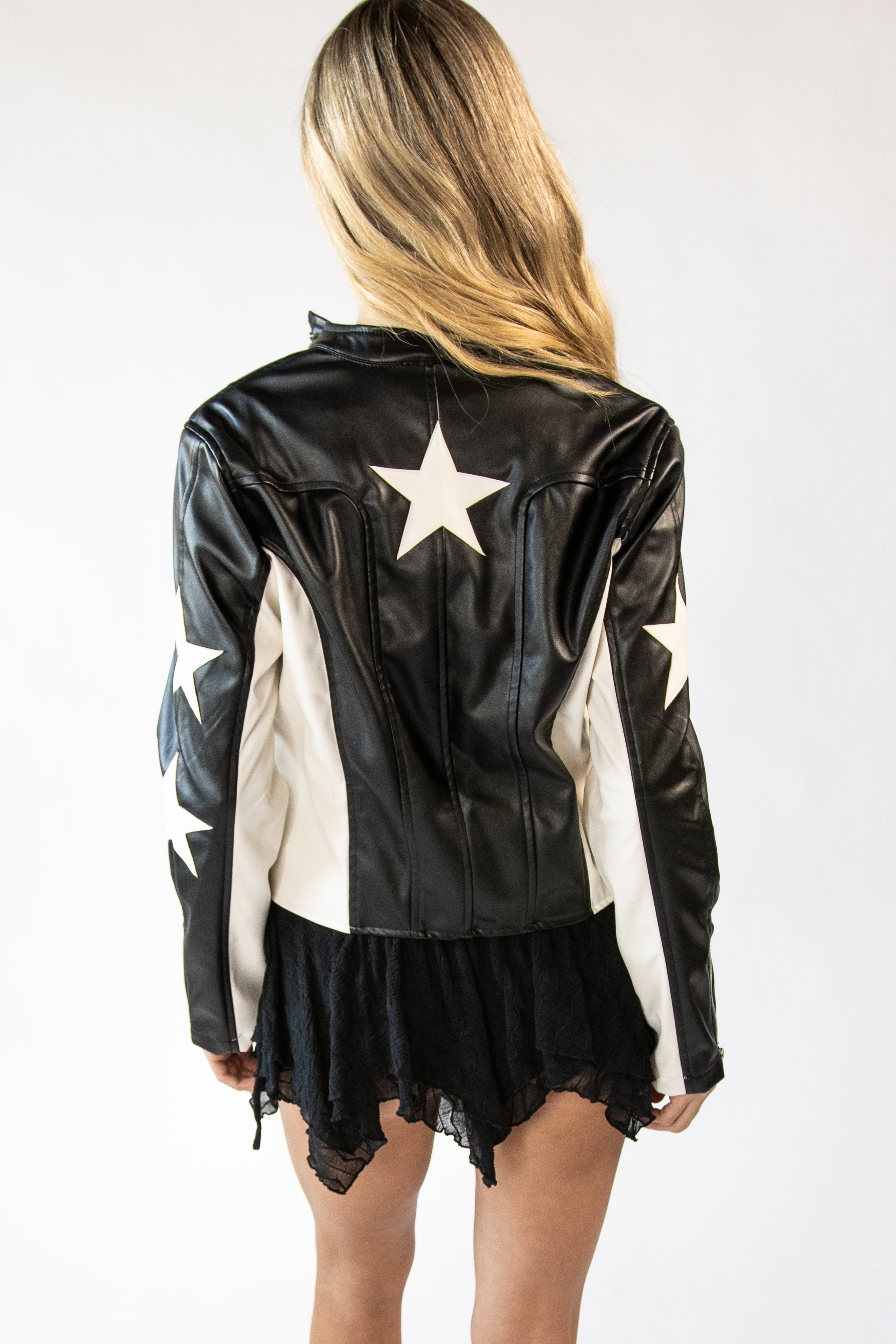 Pleather Stars Moto Jacket