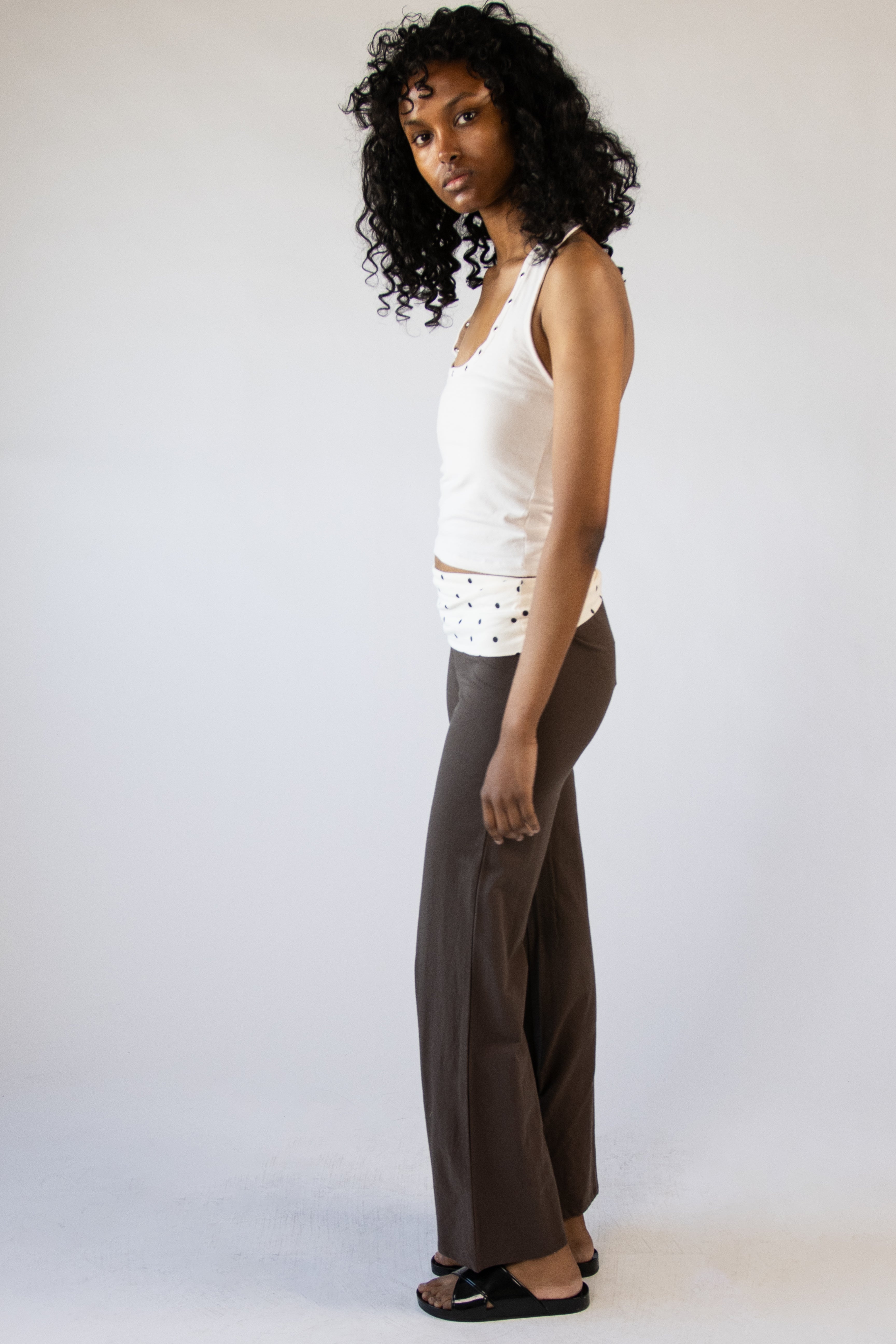 Polka Dot Fold Over Flare Pants