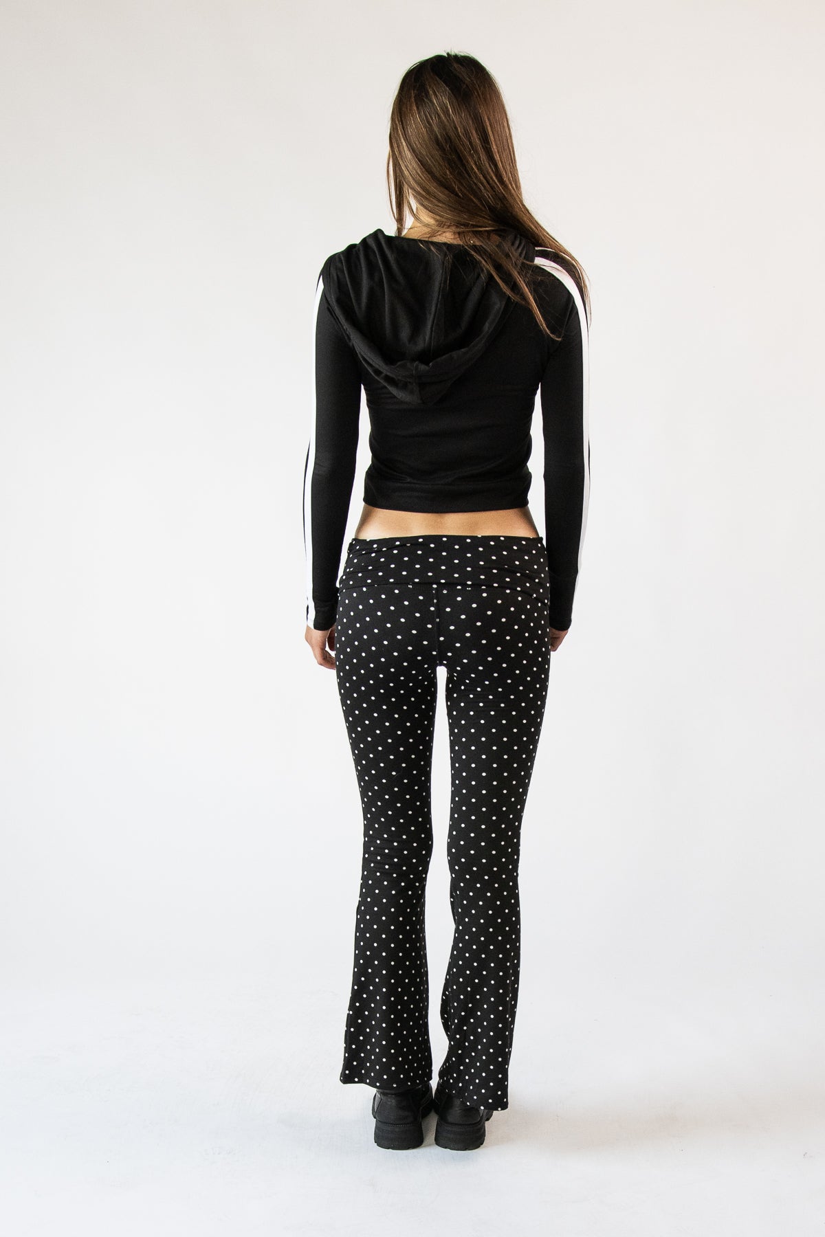 Pin Dot Foldover Flare Leggings