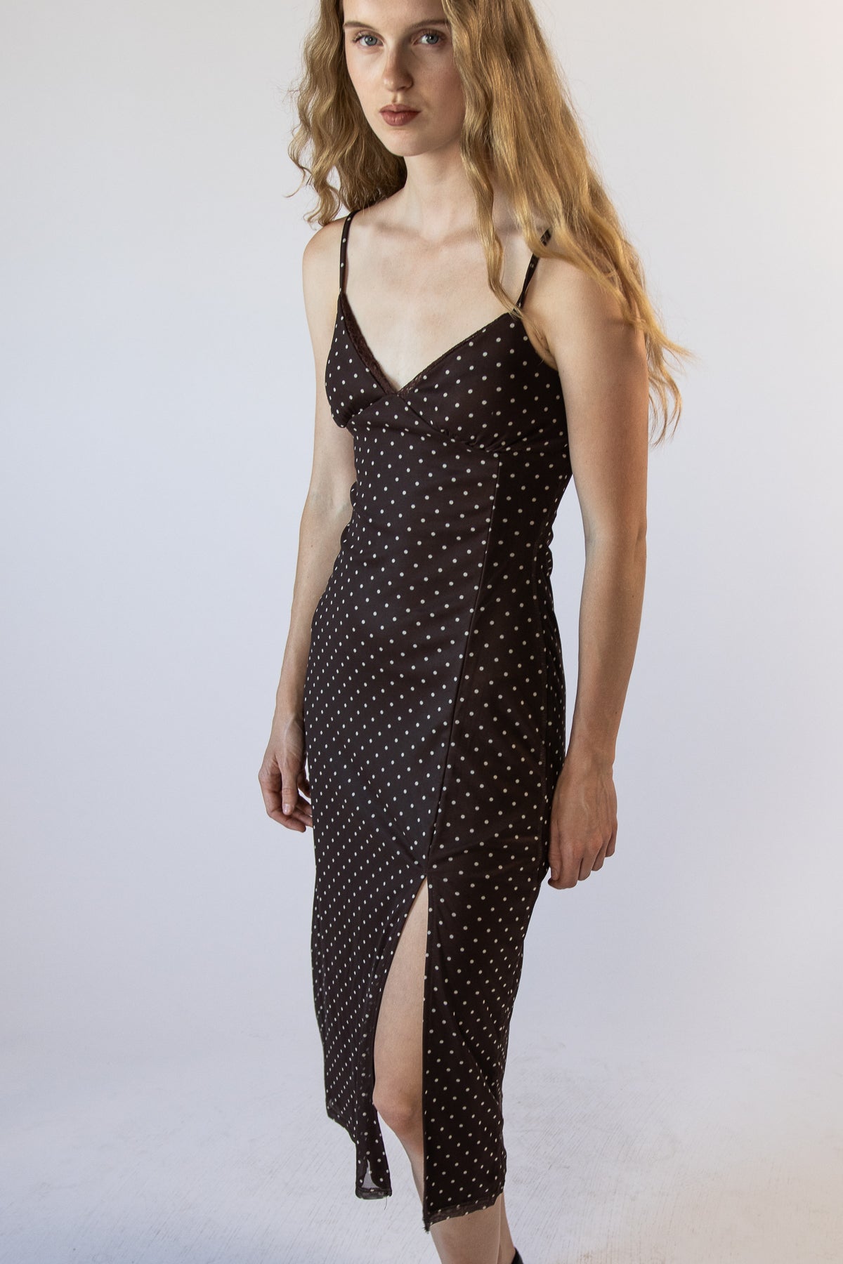 Polkadot Mesh Maxi With Lace Trim