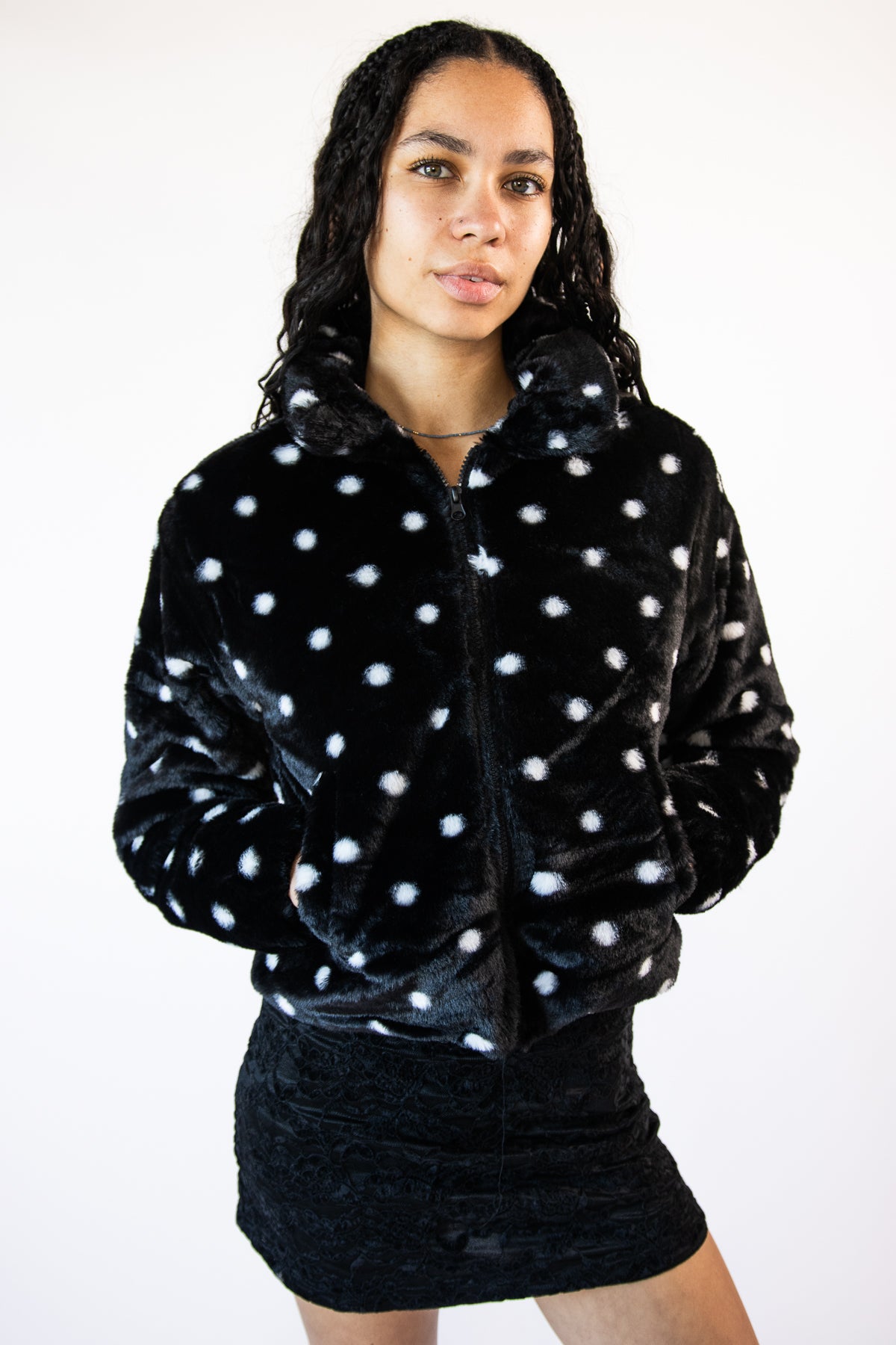 Fuzzy Polka Dot Jacket