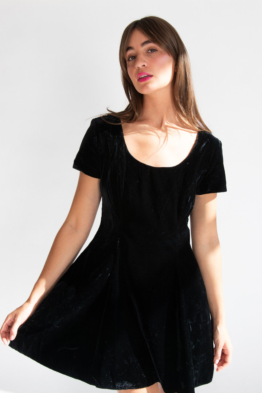 Vintage Rhapsody Black Velvet Dress