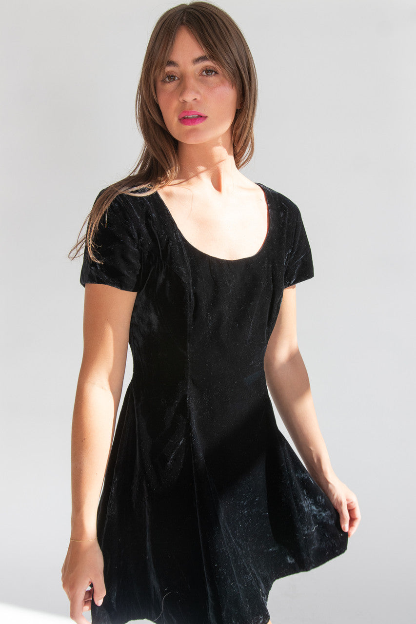 Vintage Rhapsody Black Velvet Dress