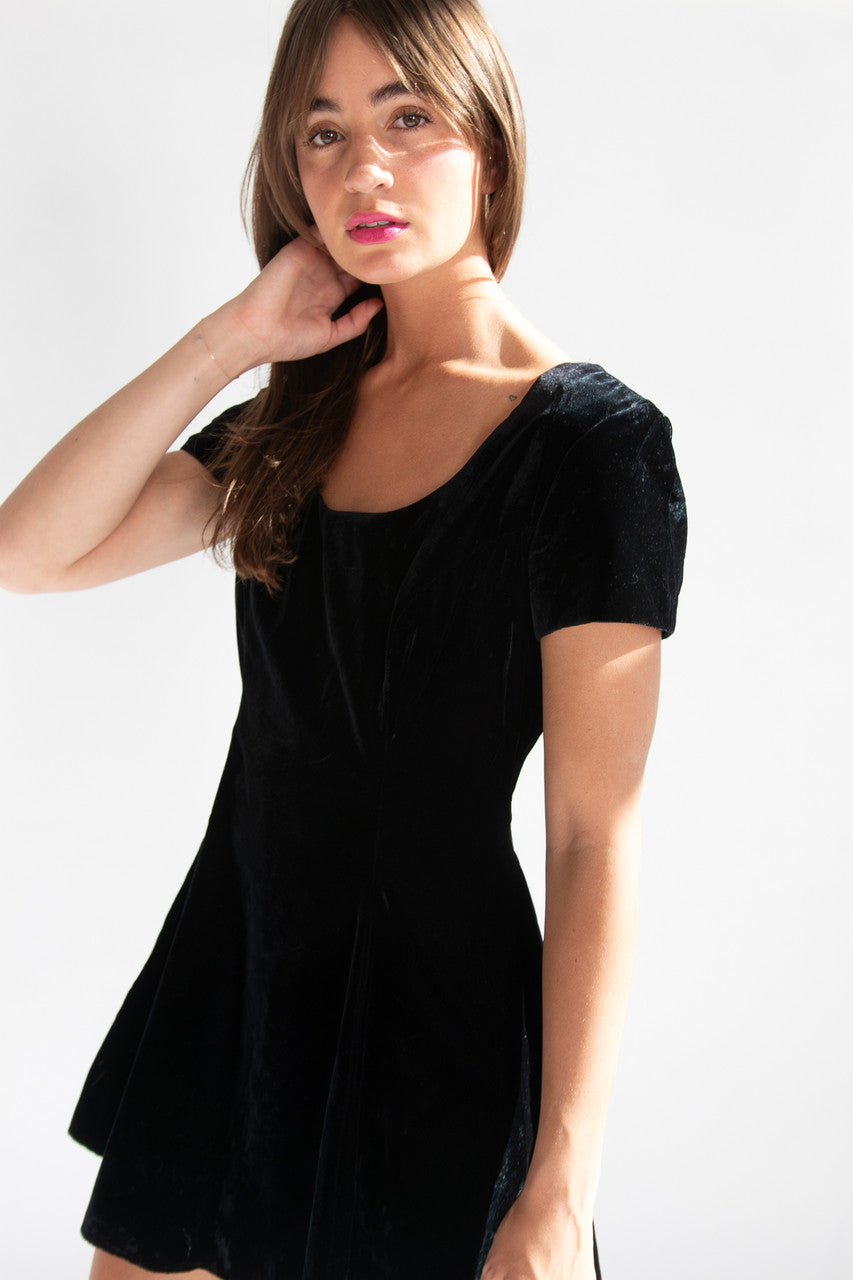 Vintage Rhapsody Black Velvet Dress