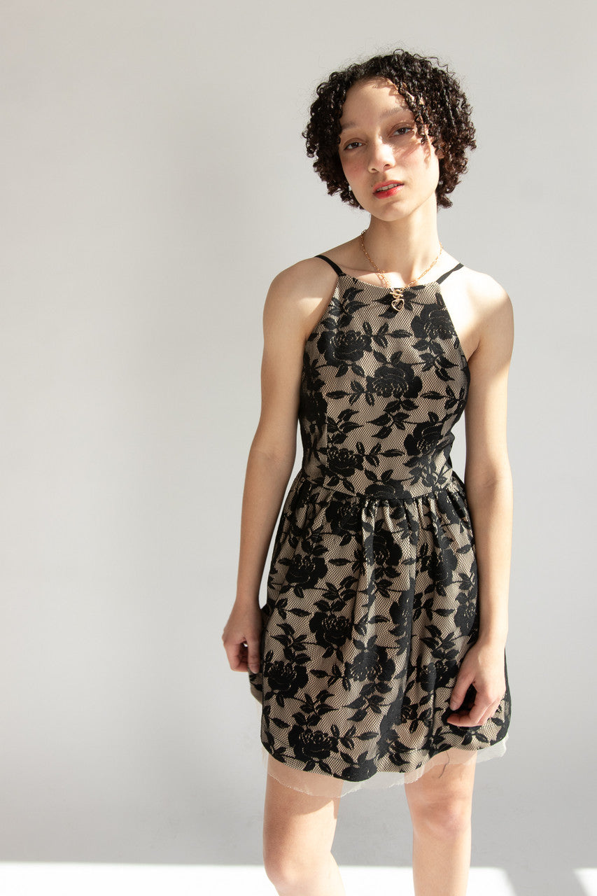 INA Black Floral Lace Dress