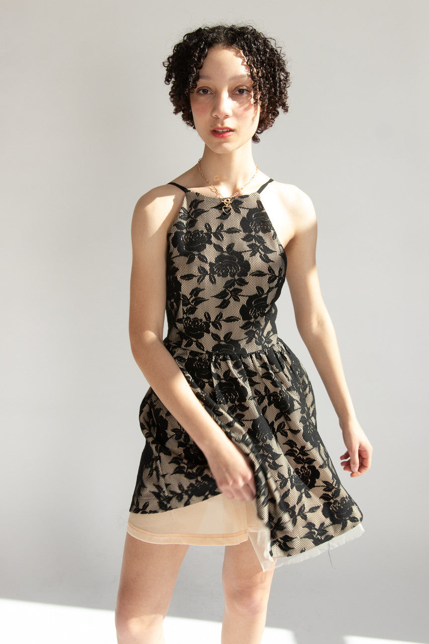 INA Black Floral Lace Dress