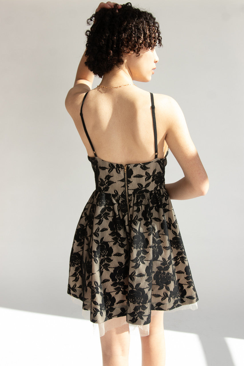 INA Black Floral Lace Dress