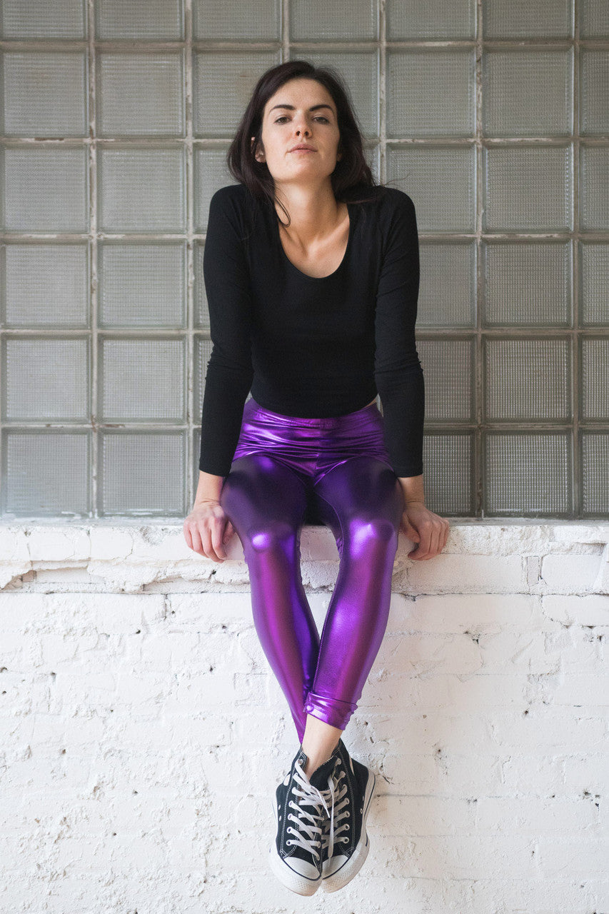 Purple Metallic Leggings
