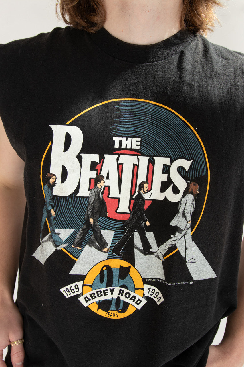 Vintage Beatles Abbey Road 25 Years Cutoff Sleeve T-Shirt (1994)