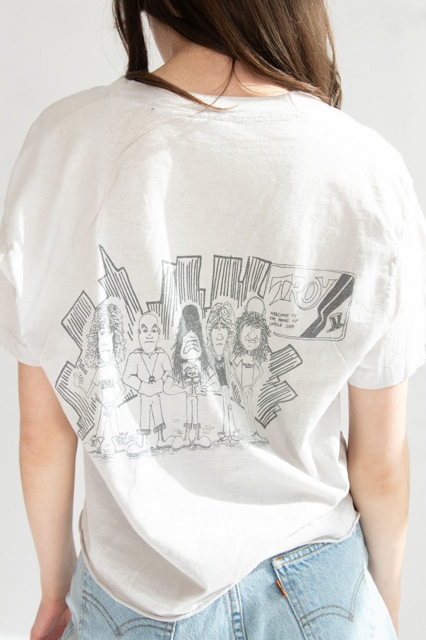 Vintage Cranial Abuse Cropped Raw Hem T-Shirt (1980s)