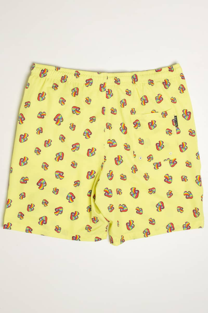 Yellow Rainbow Mushrooms Swim Shorts