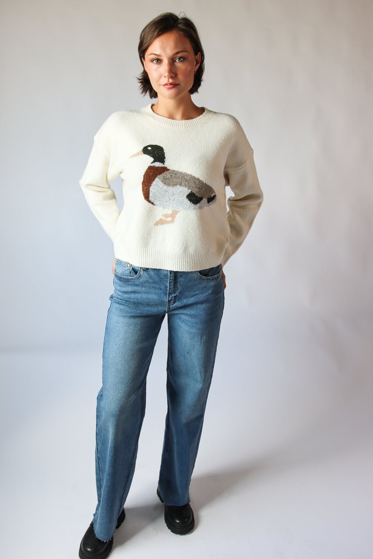 Raw Hem Pull On Jeans