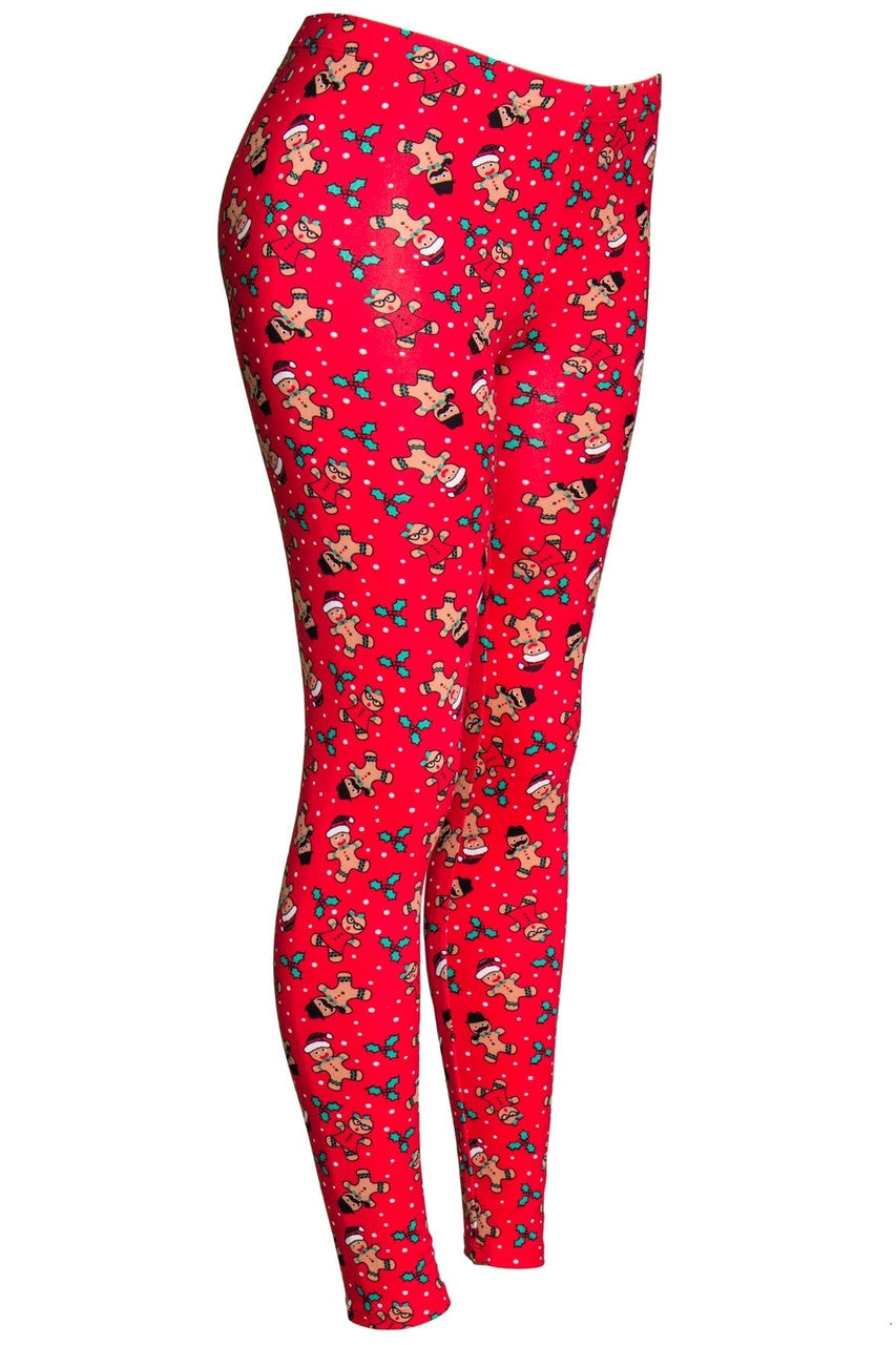 Red Gingerbread Pattern Leggings