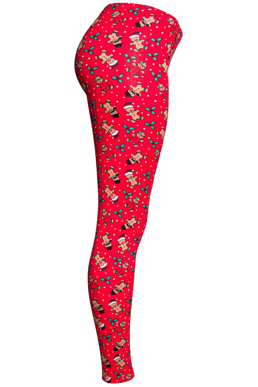Red Gingerbread Pattern Leggings