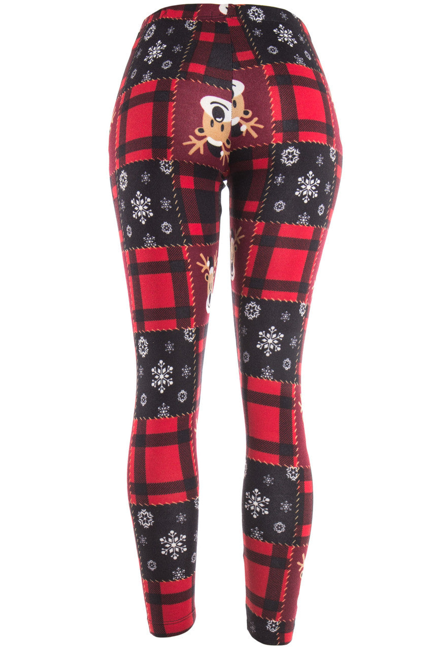 Red Plaid Reindeer Leggings