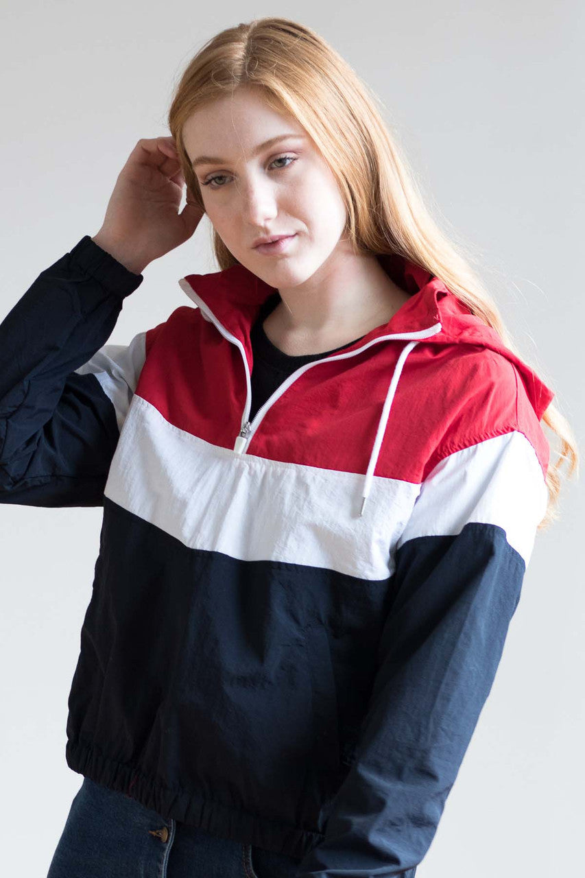 Red & Navy Pullover Windbreaker Jacket