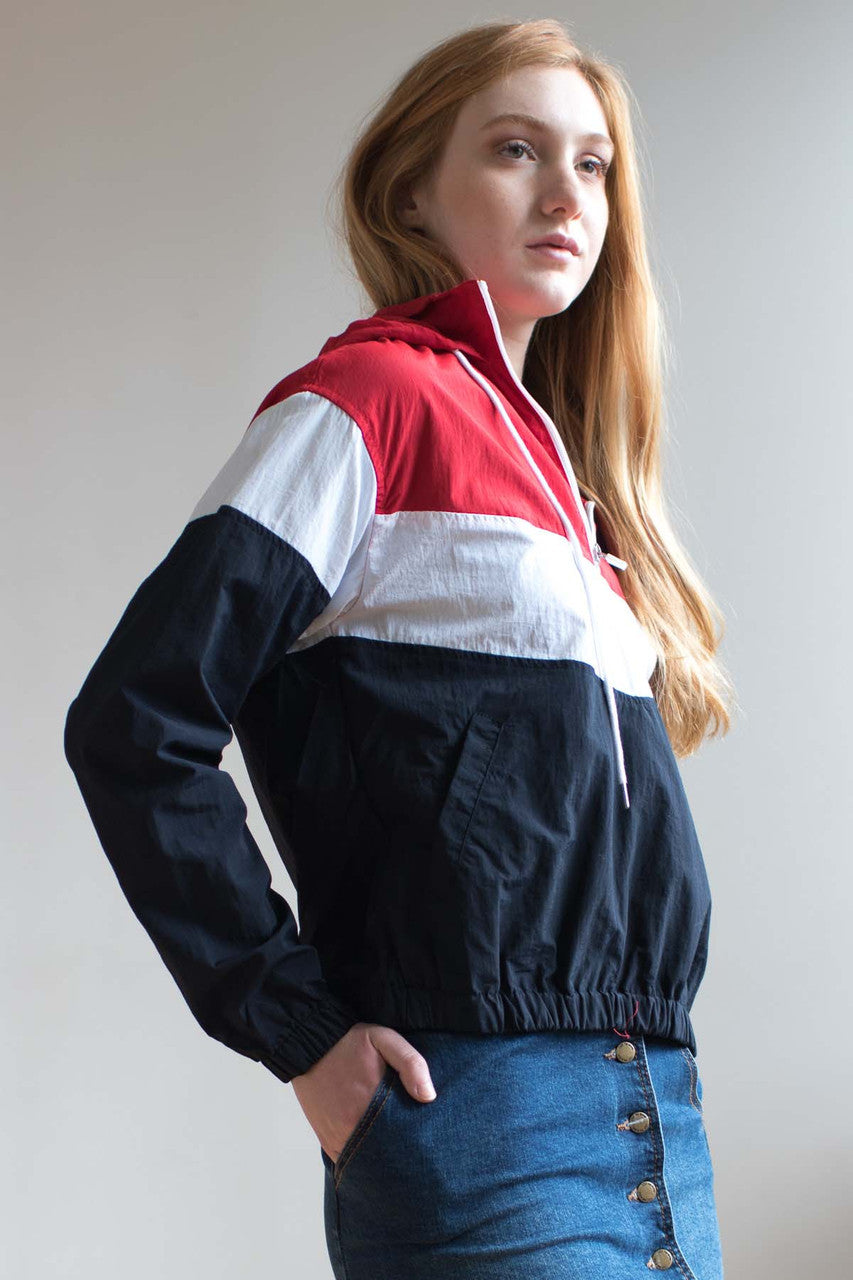 Red & Navy Pullover Windbreaker Jacket
