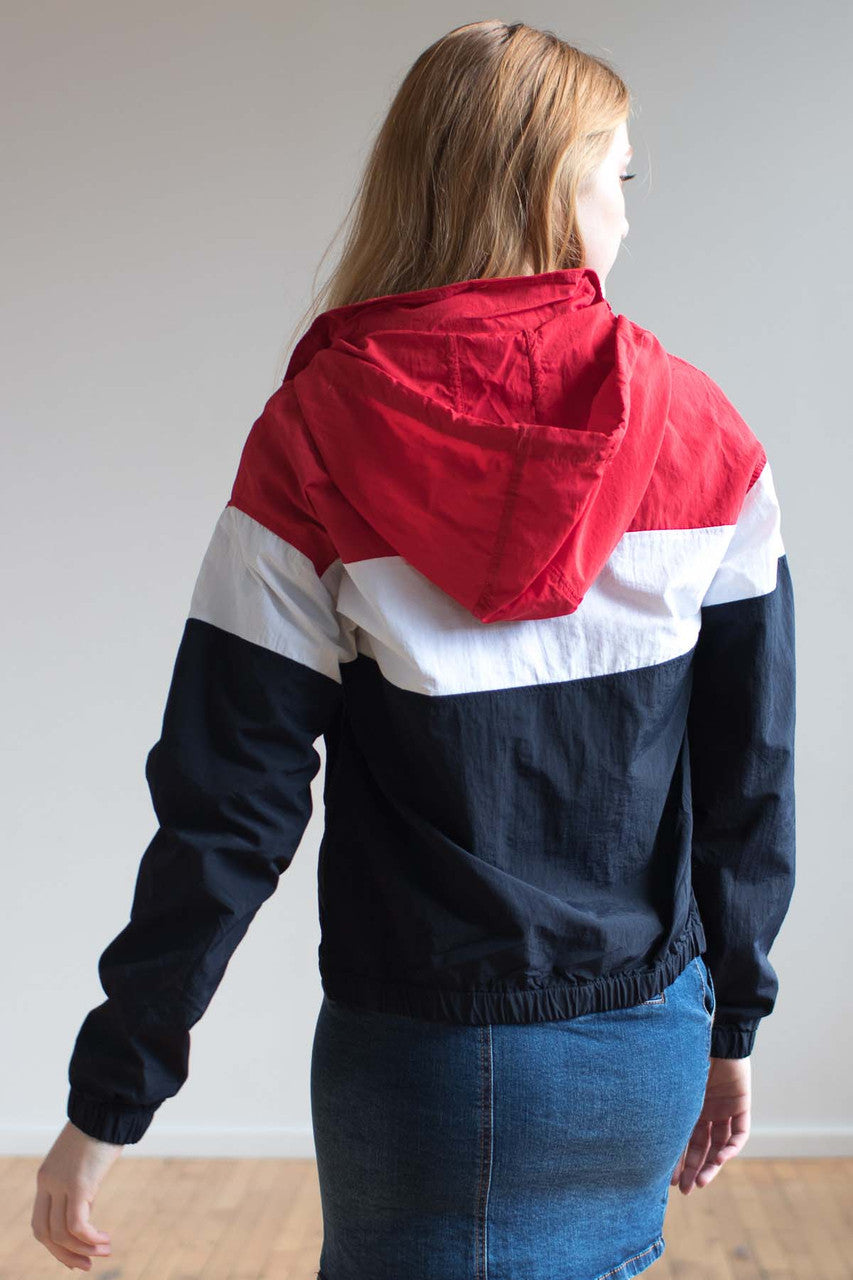 Red & Navy Pullover Windbreaker Jacket