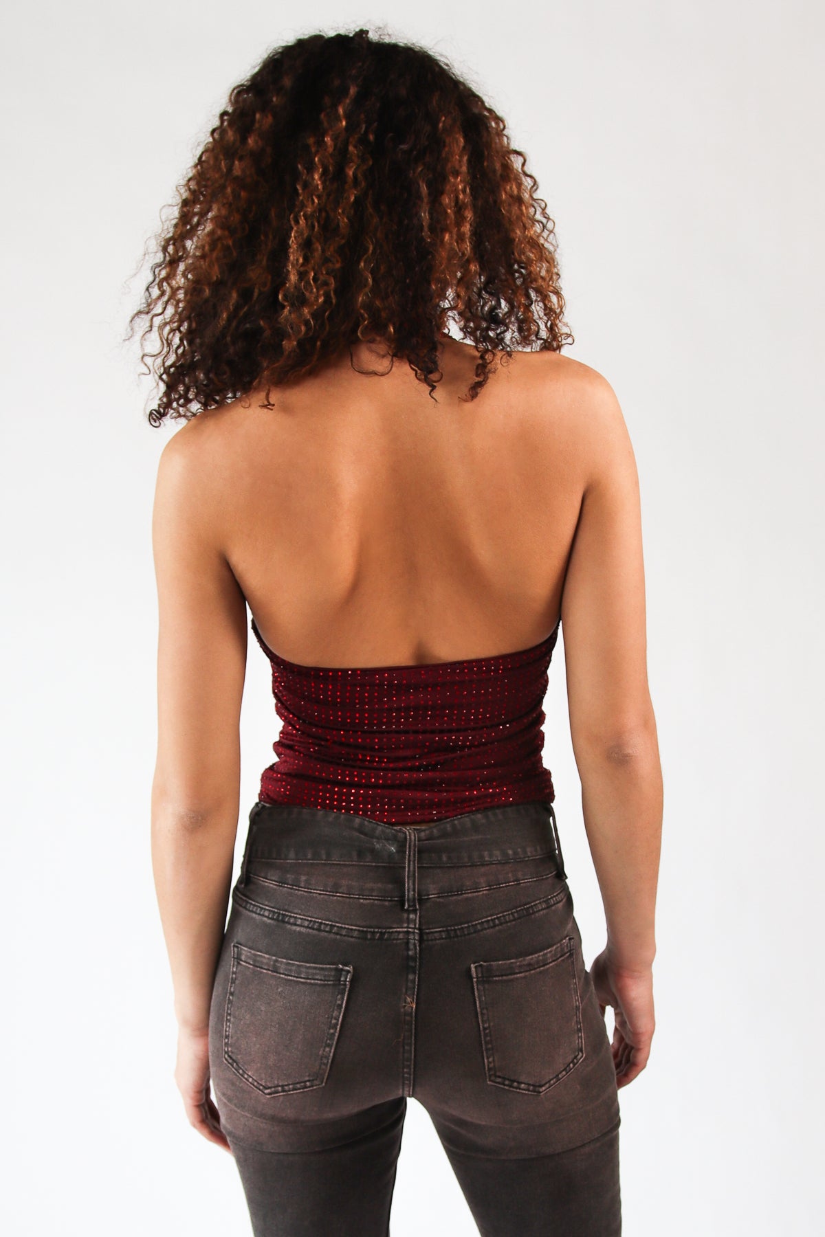 Rhinestone Halter Neck Top