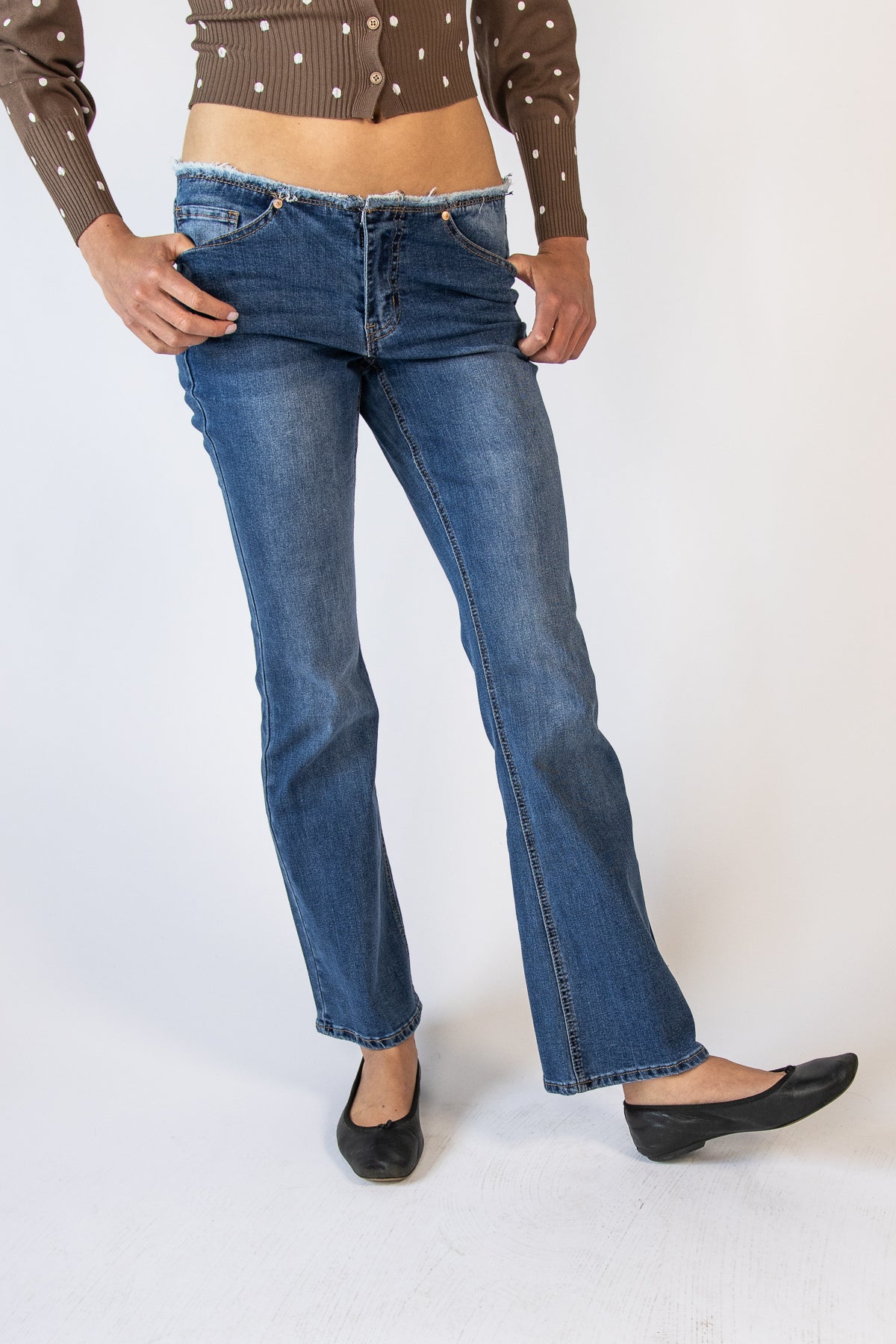 Released Waistband Low Rise Jeans