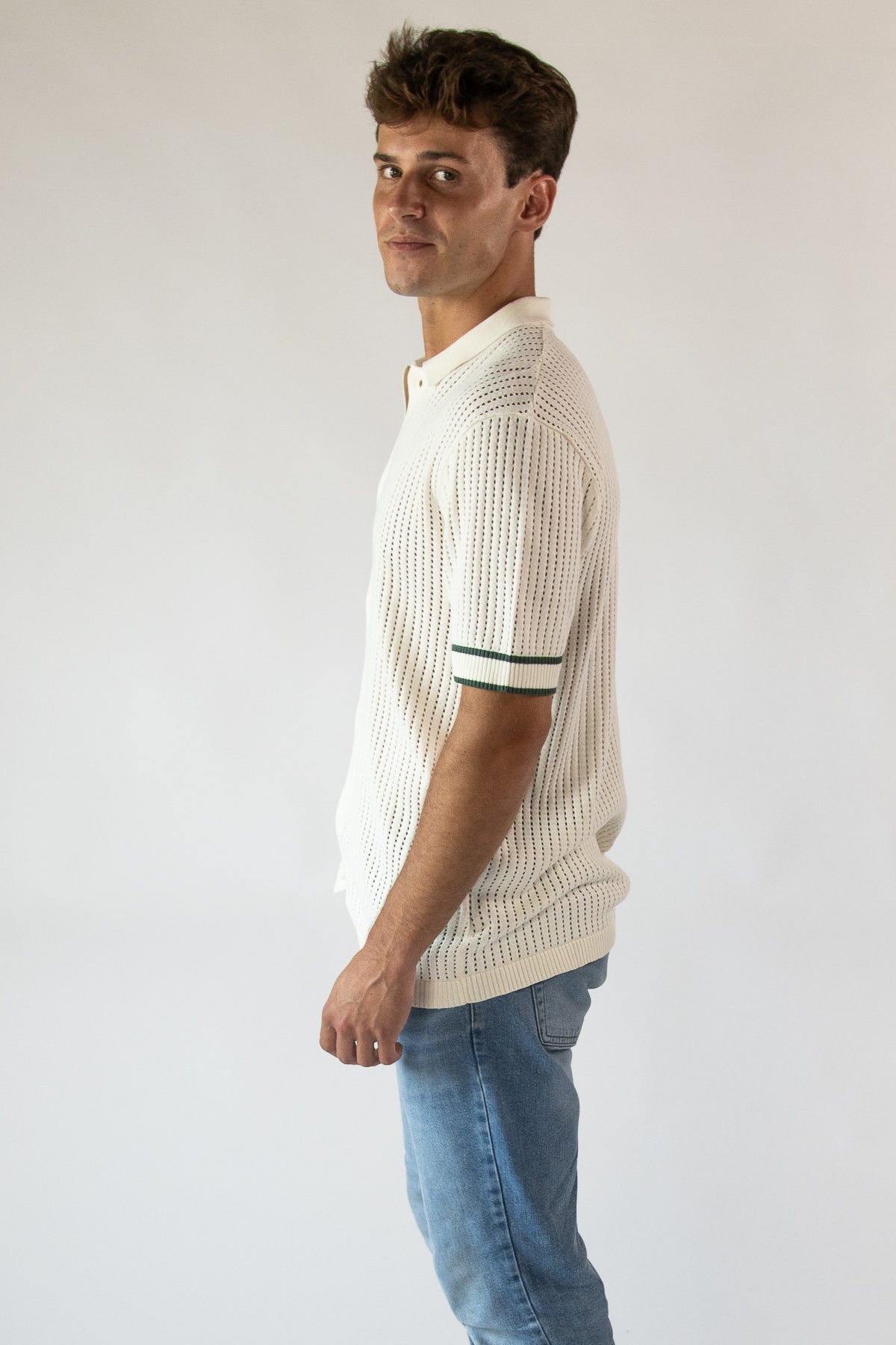 Retro Knit Button-Up