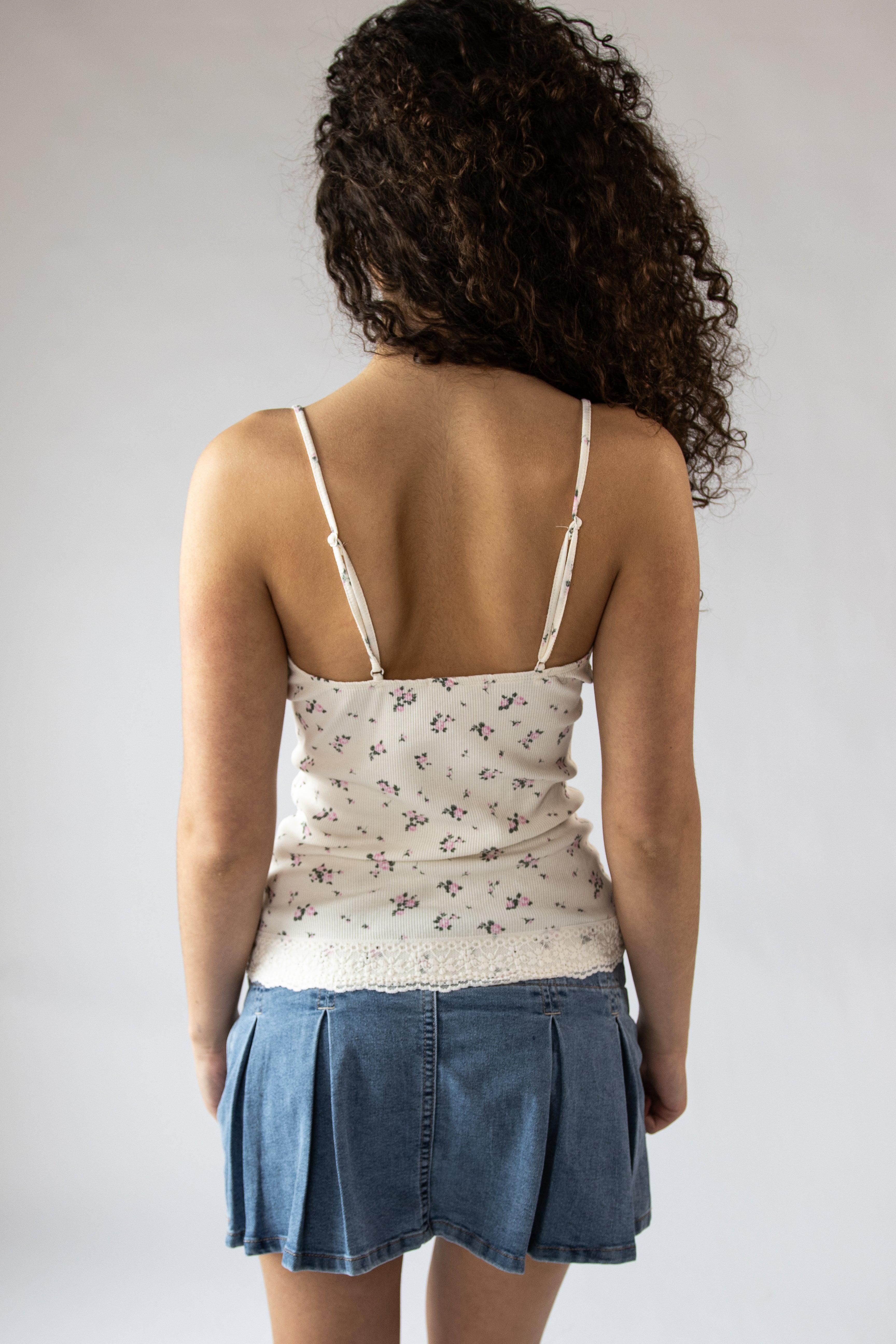 Ribbon Bow Lace Trim Cami Floral