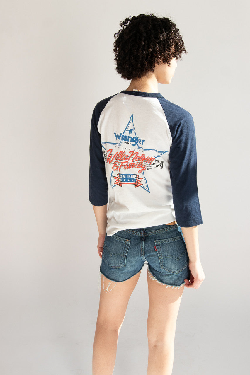 Vintage Willie Nelson On Tour Raglan 3/4 Sleeve T-Shirt (1984)